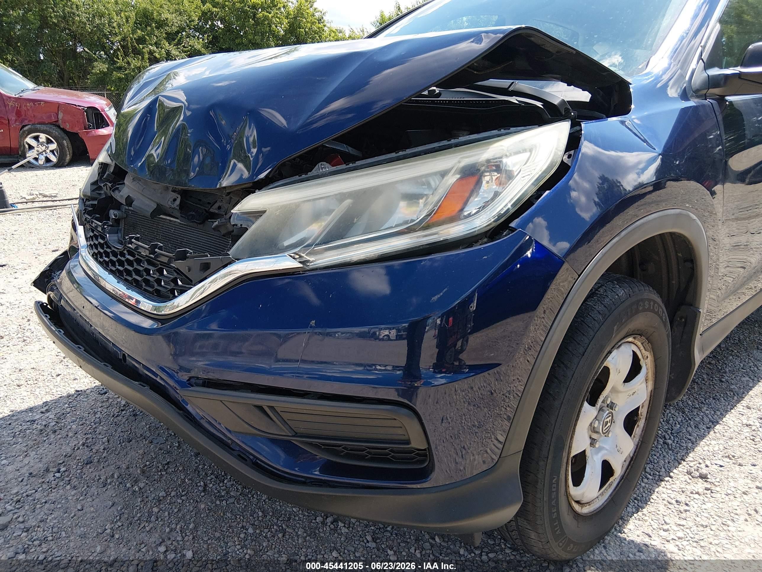 2015 Honda Cr-v Lx Blue vin: 5J6RM4H36FL035354
