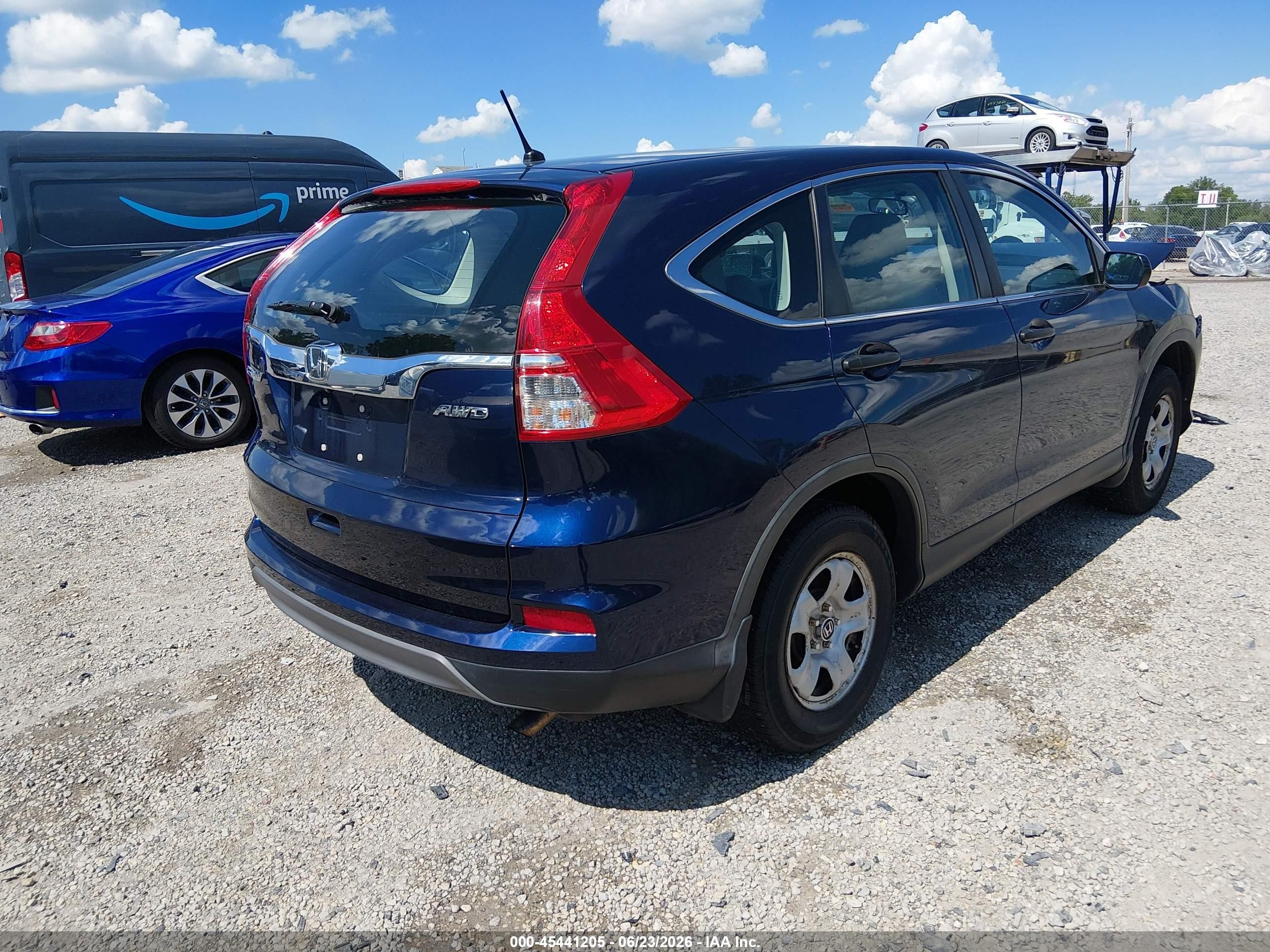 2015 Honda Cr-v Lx Blue vin: 5J6RM4H36FL035354