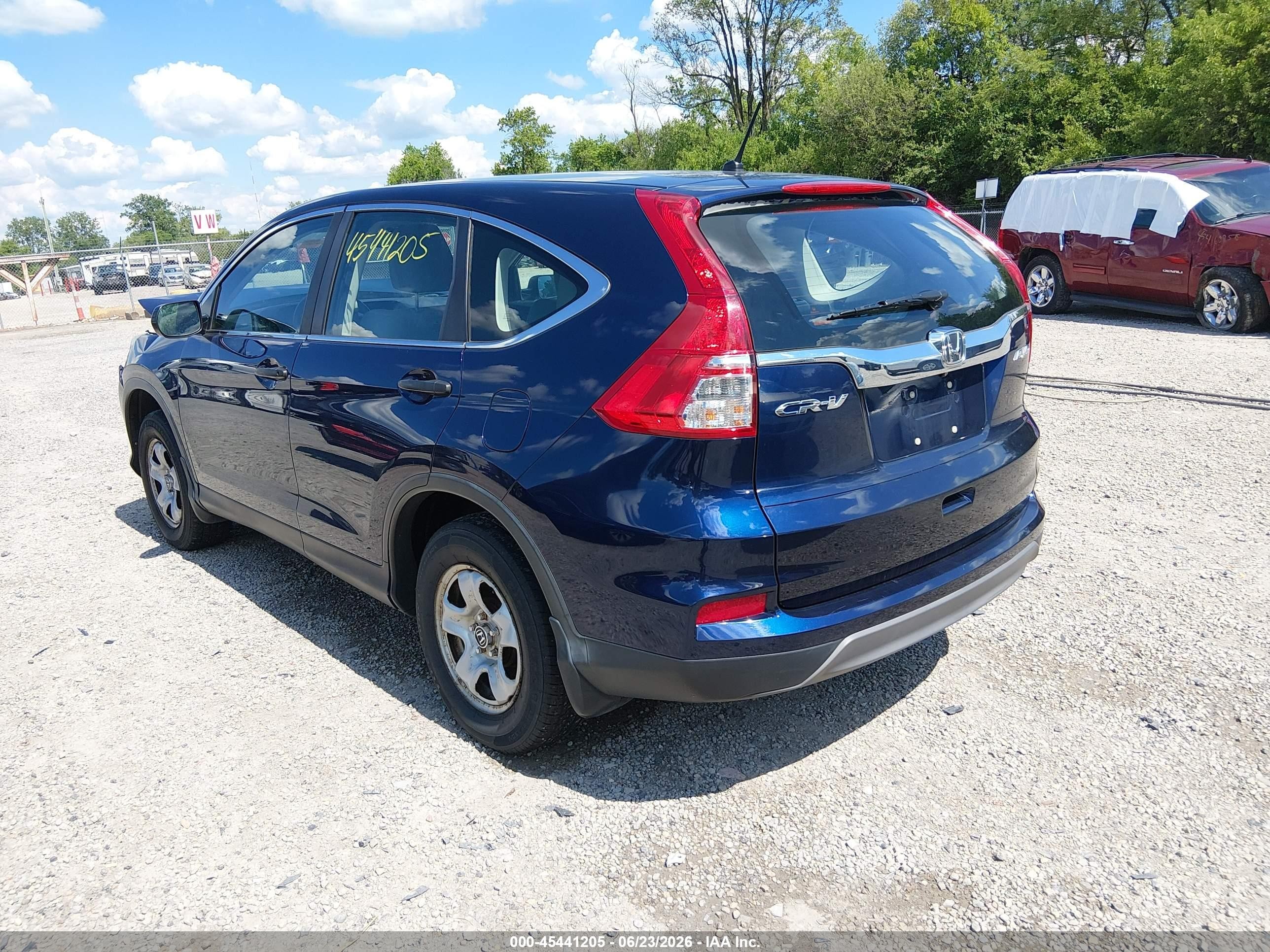 2015 Honda Cr-v Lx Blue vin: 5J6RM4H36FL035354