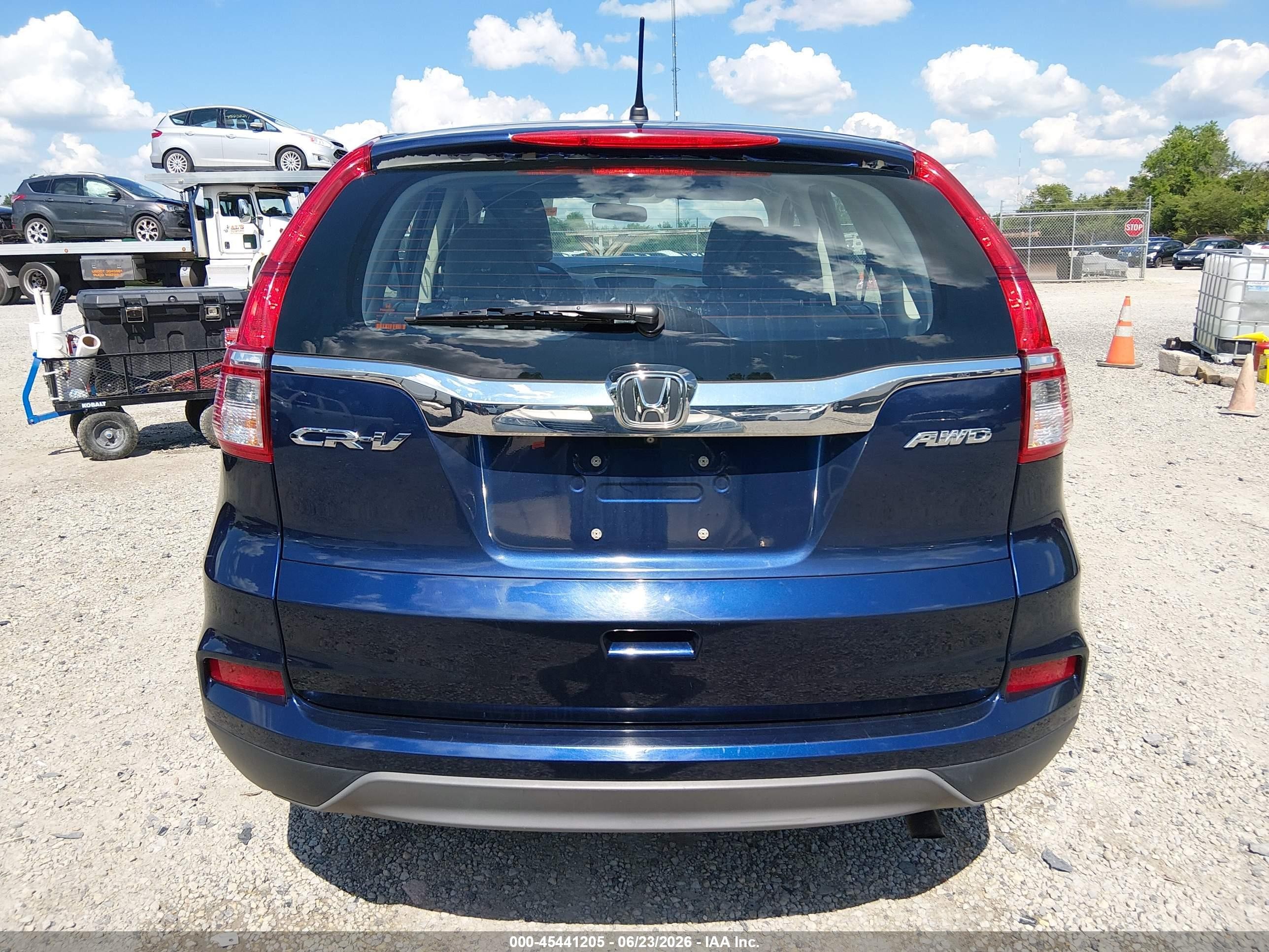 2015 Honda Cr-v Lx Blue vin: 5J6RM4H36FL035354