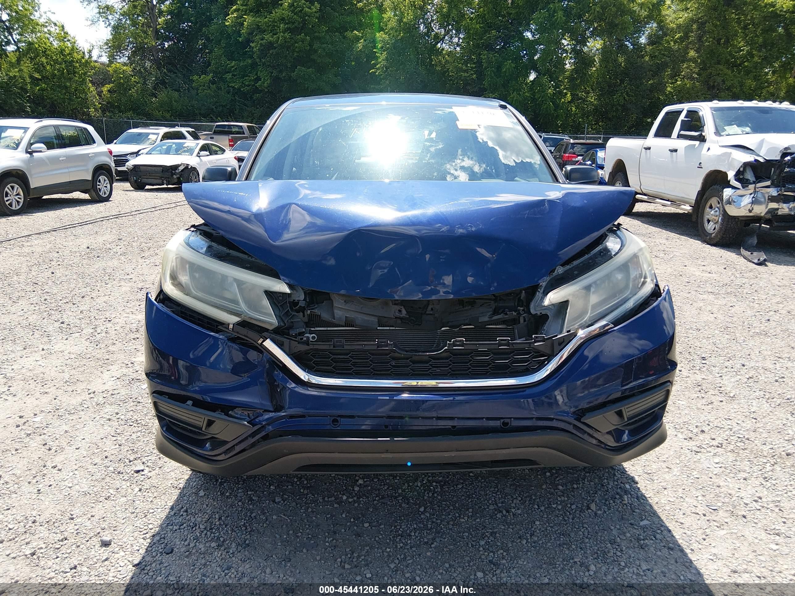 2015 Honda Cr-v Lx Blue vin: 5J6RM4H36FL035354