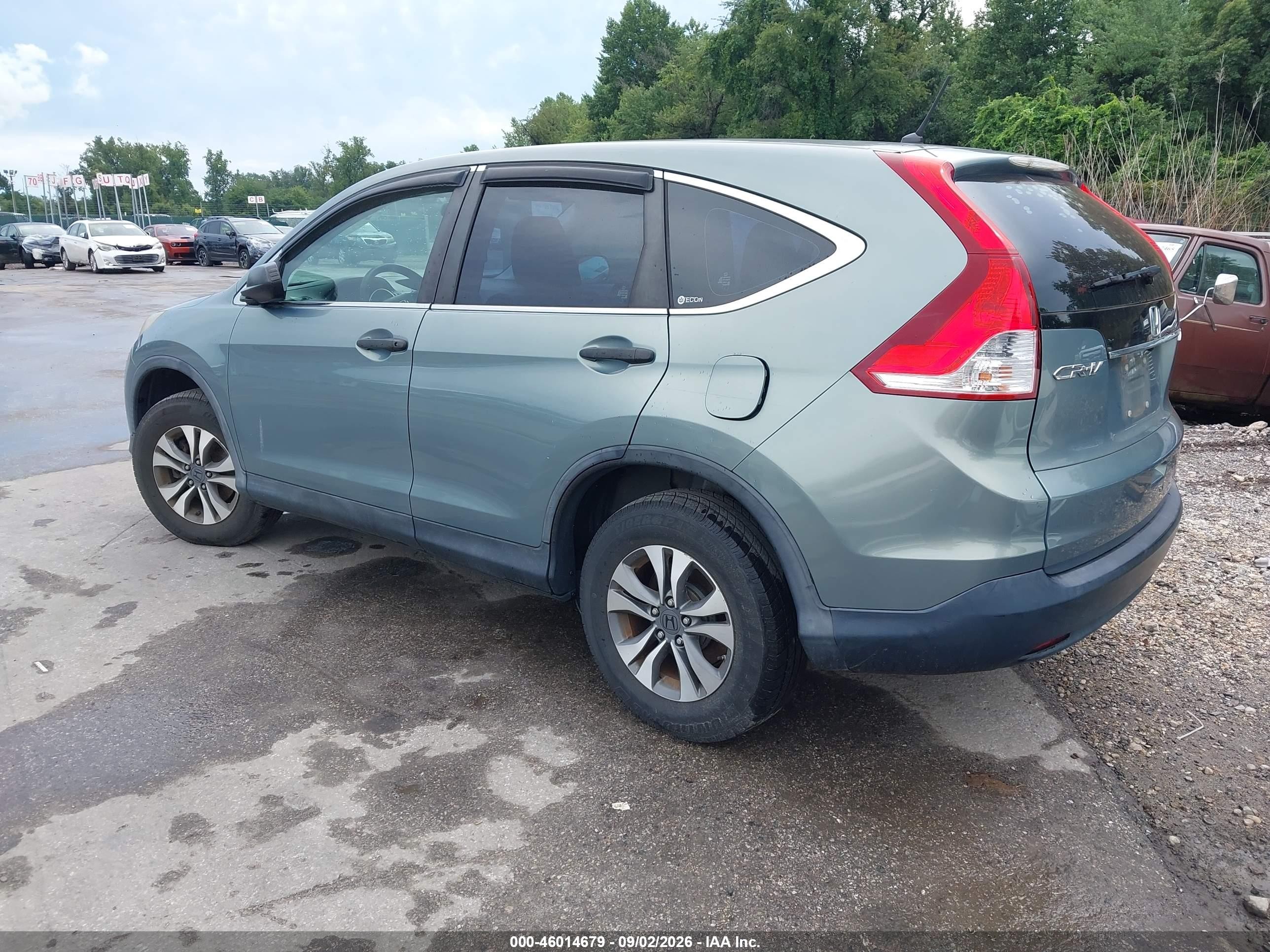 2012 Honda Cr-v Lx Green vin: 5J6RM4H37CL026884