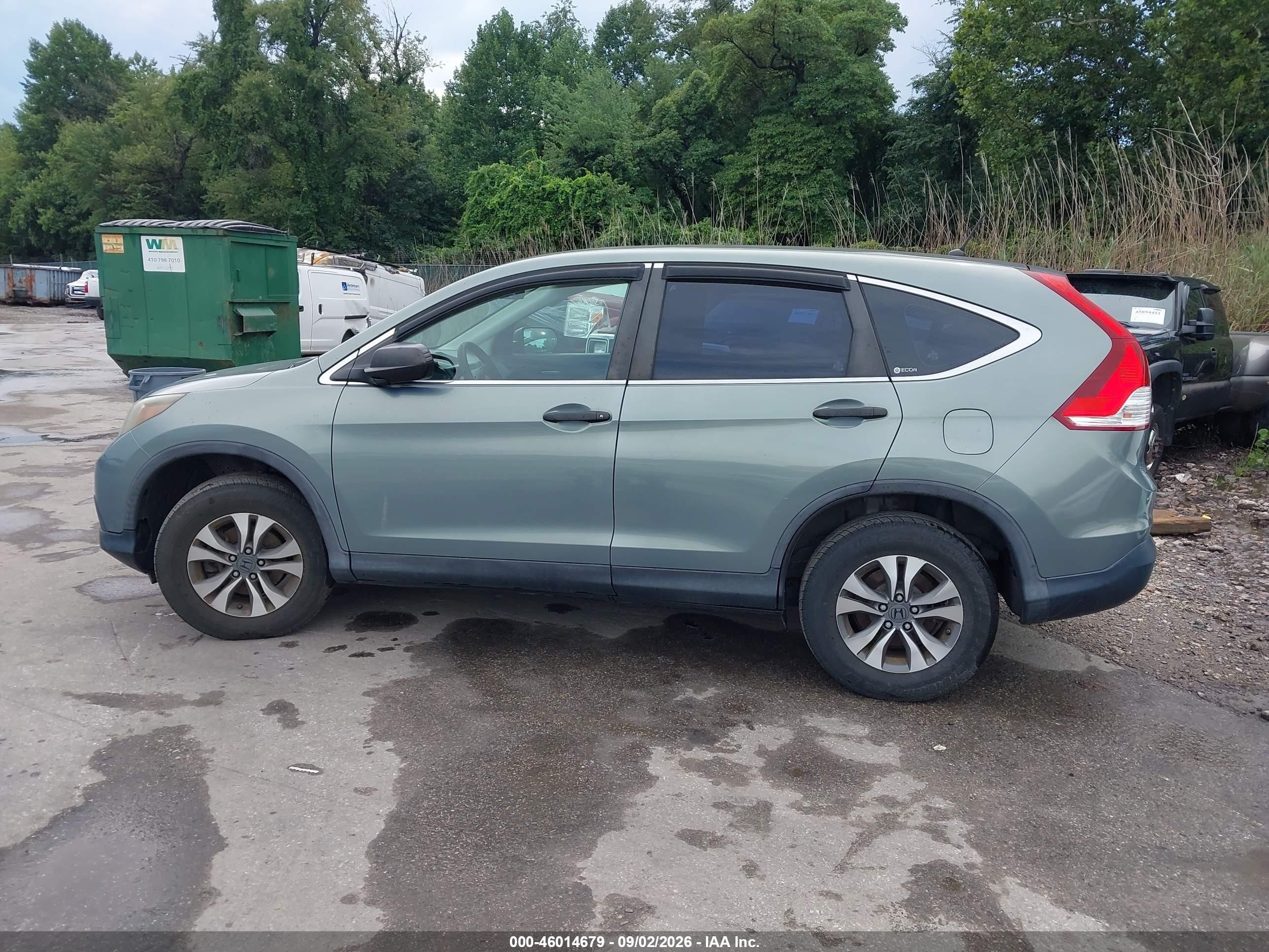 2012 Honda Cr-v Lx Green vin: 5J6RM4H37CL026884