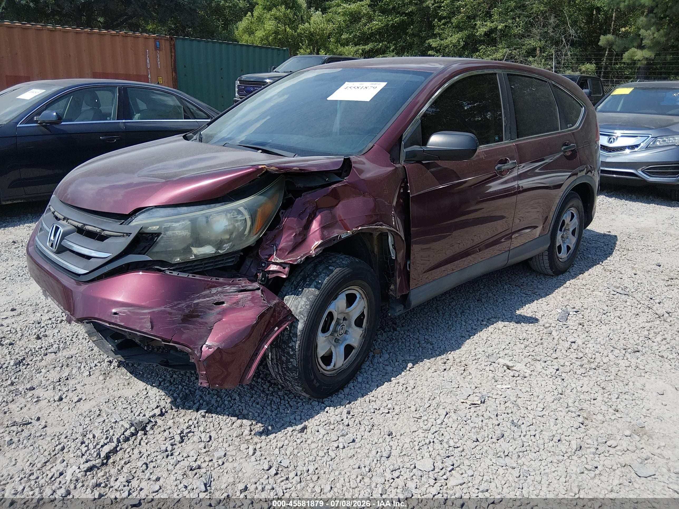 2012 Honda Cr-v Lx Бордовый vin: 5J6RM4H37CL046245