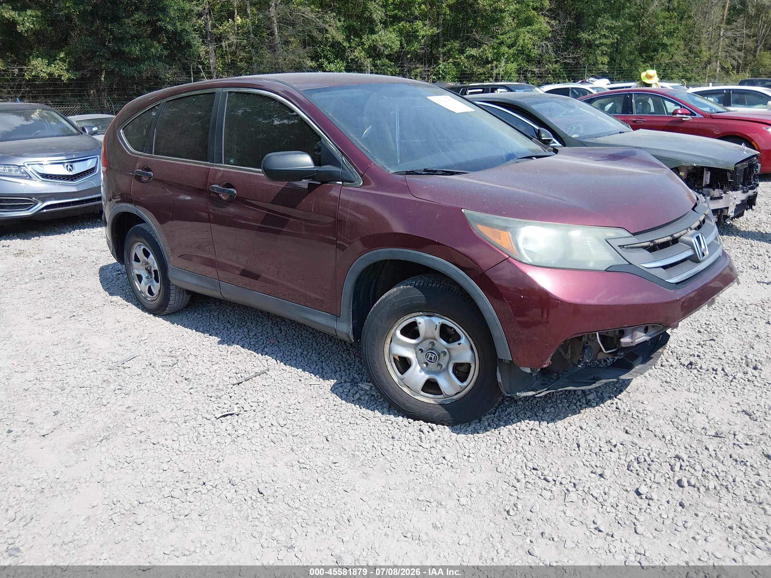 2012 Honda Cr-v Lx Burgundy vin: 5J6RM4H37CL046245