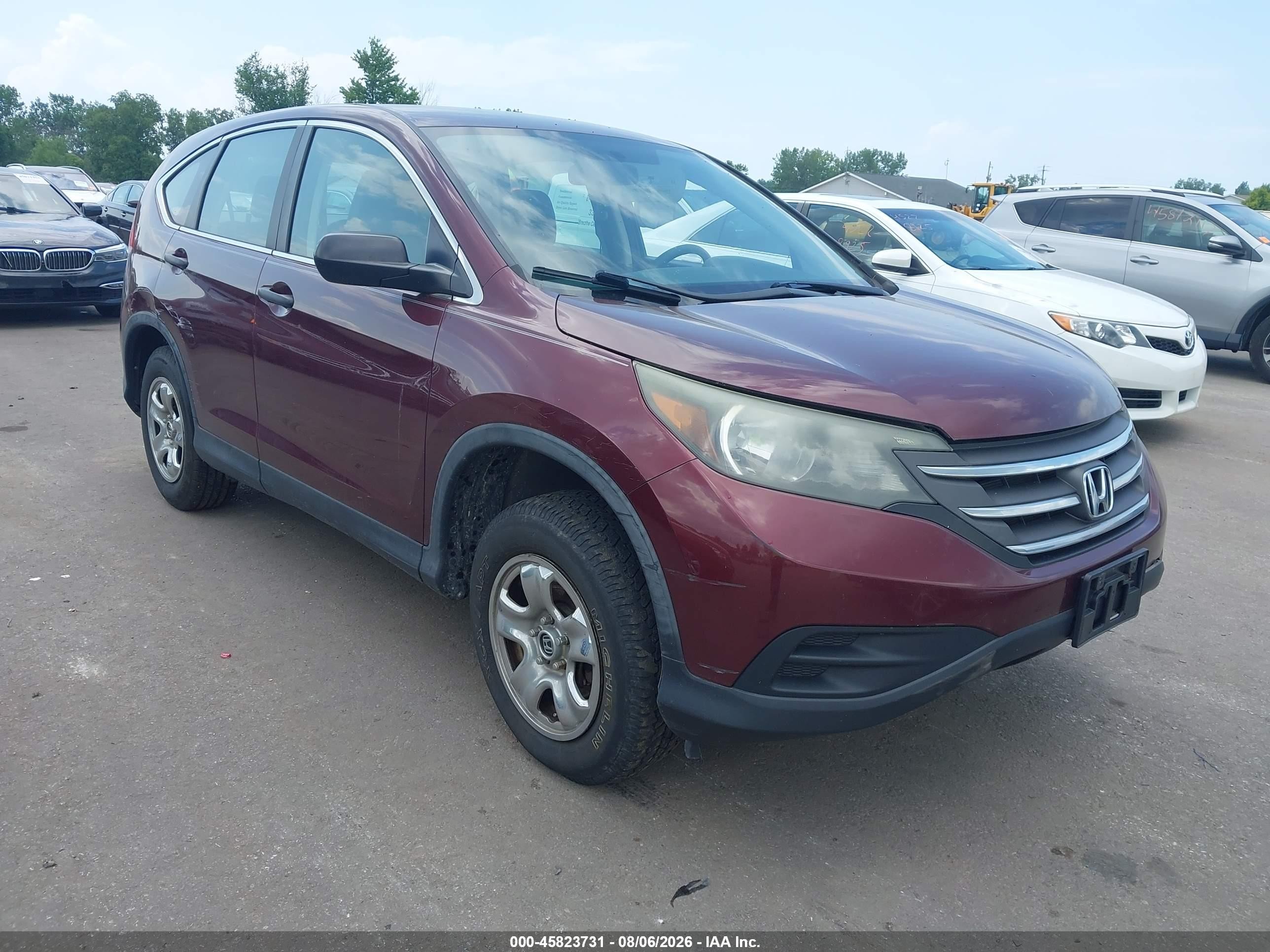 2013 Honda Cr-v Lx Burgundy vin: 5J6RM4H37DL073513