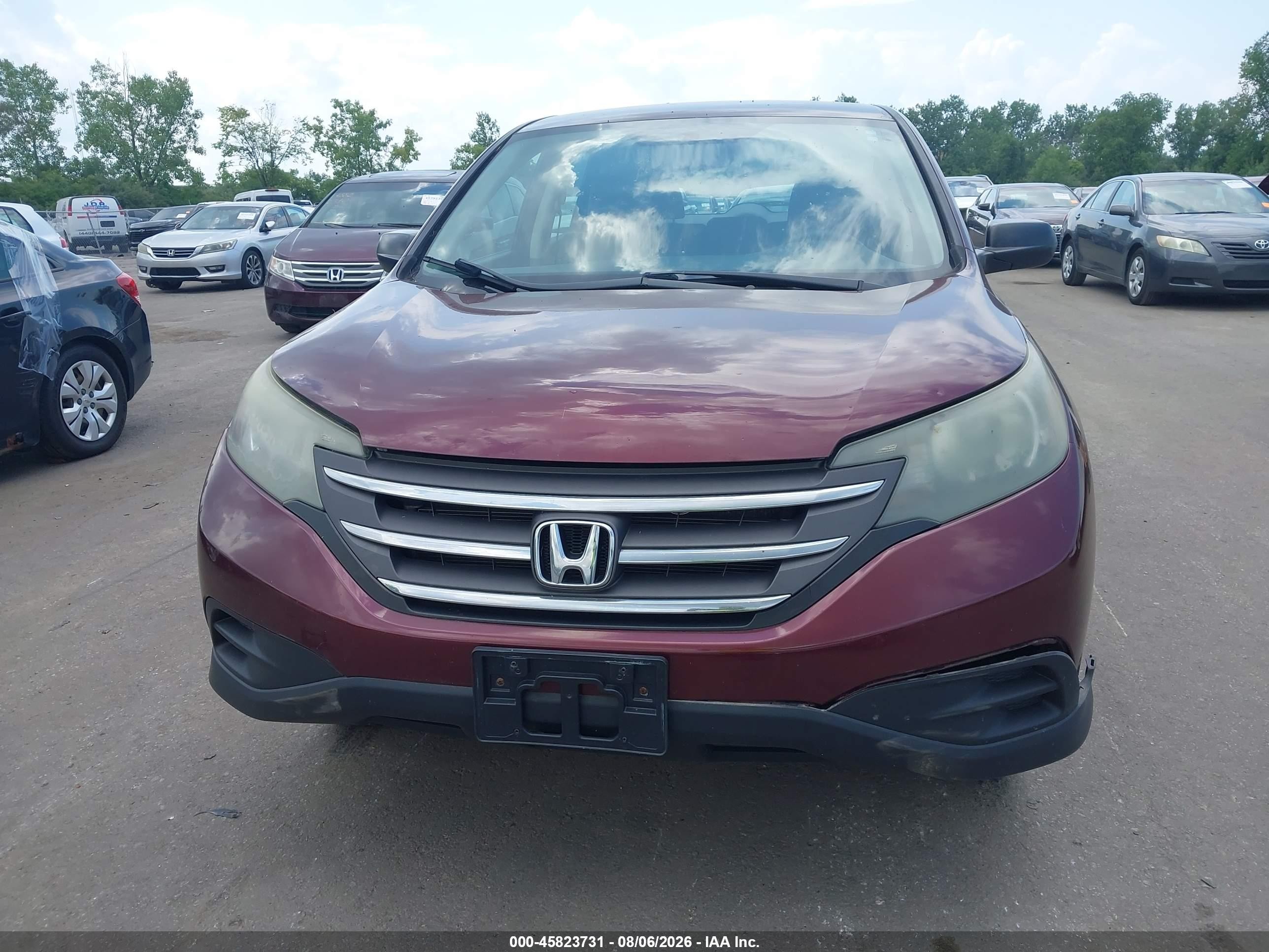 2013 Honda Cr-v Lx Burgundy vin: 5J6RM4H37DL073513