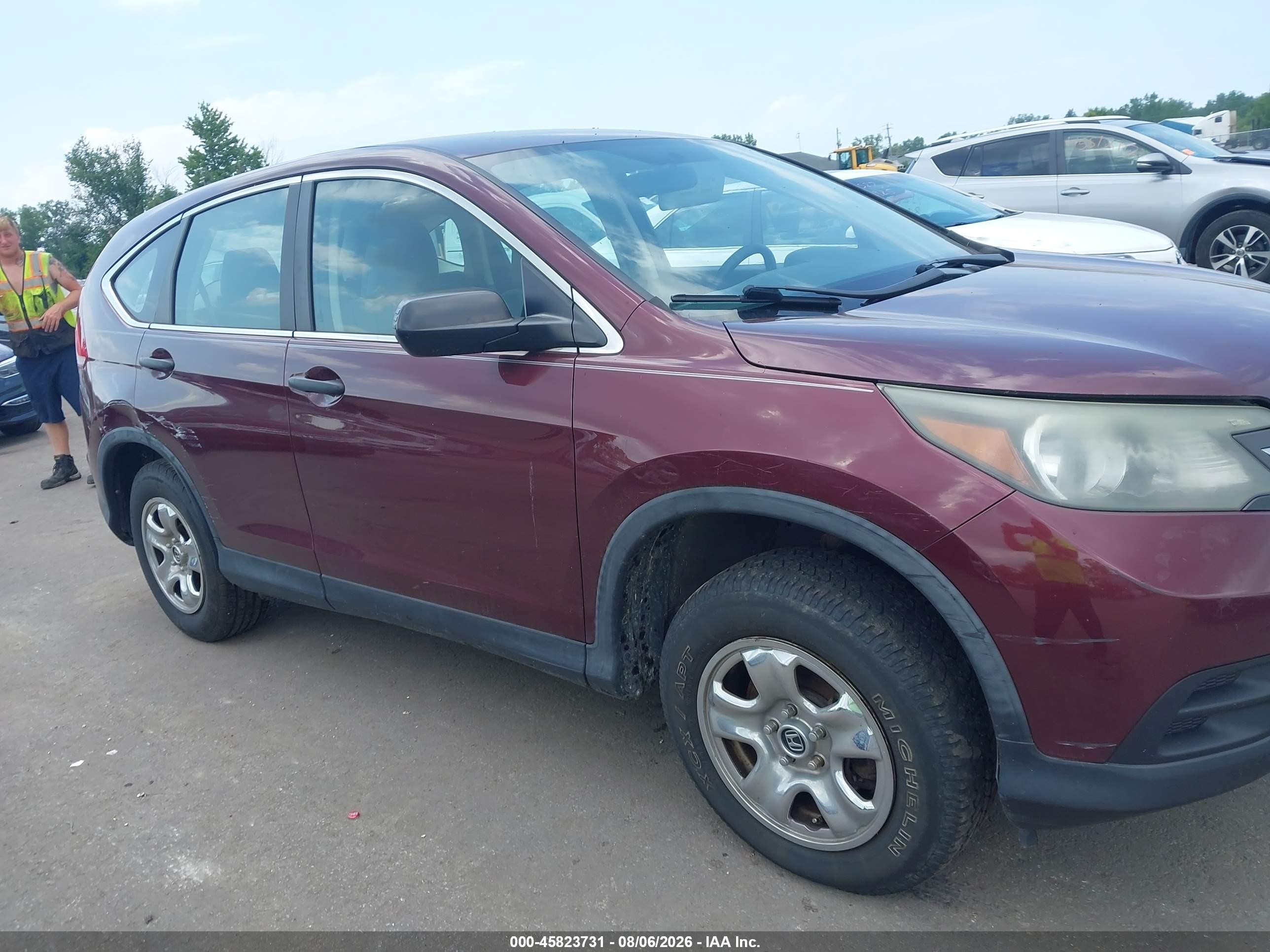 2013 Honda Cr-v Lx Burgundy vin: 5J6RM4H37DL073513