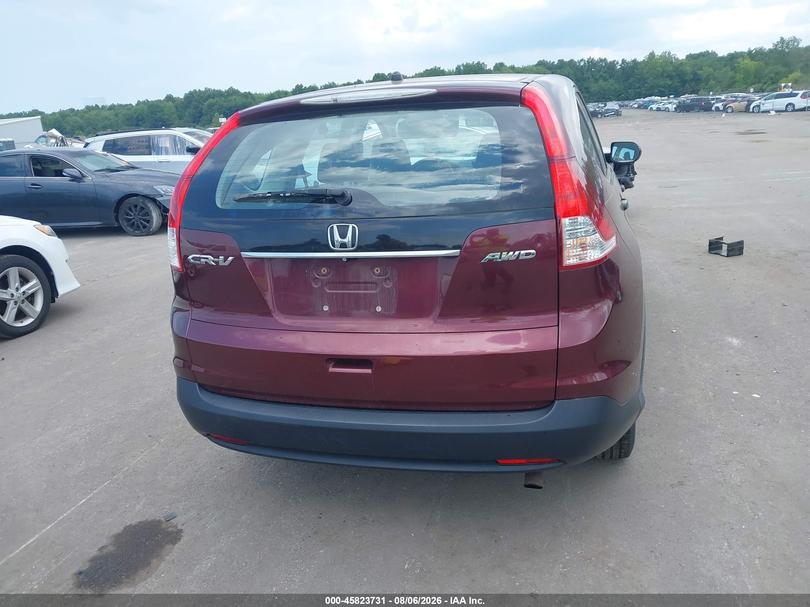2013 Honda Cr-v Lx Burgundy vin: 5J6RM4H37DL073513