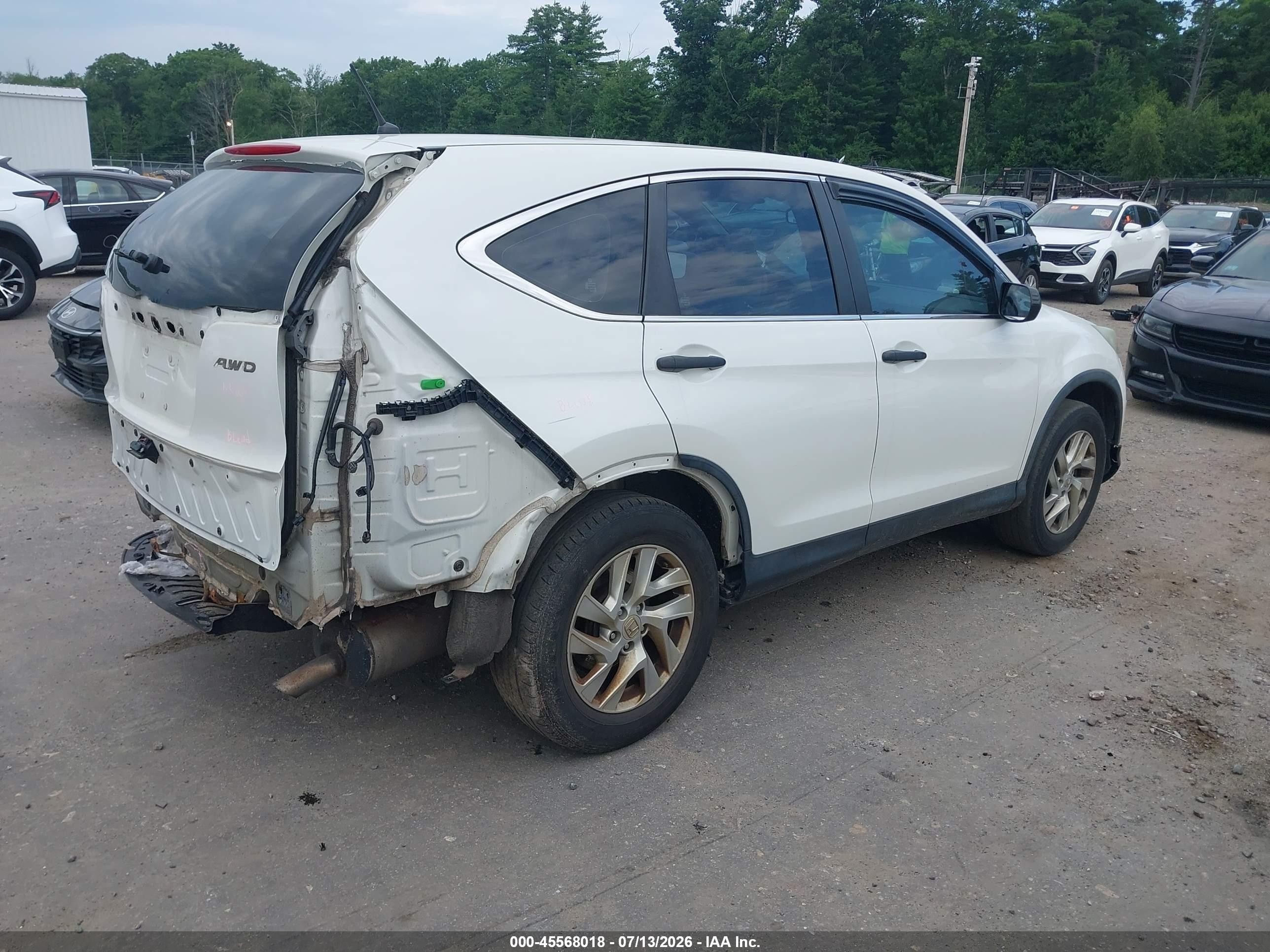 2015 Honda Cr-v Lx White vin: 5J6RM4H37FL019468