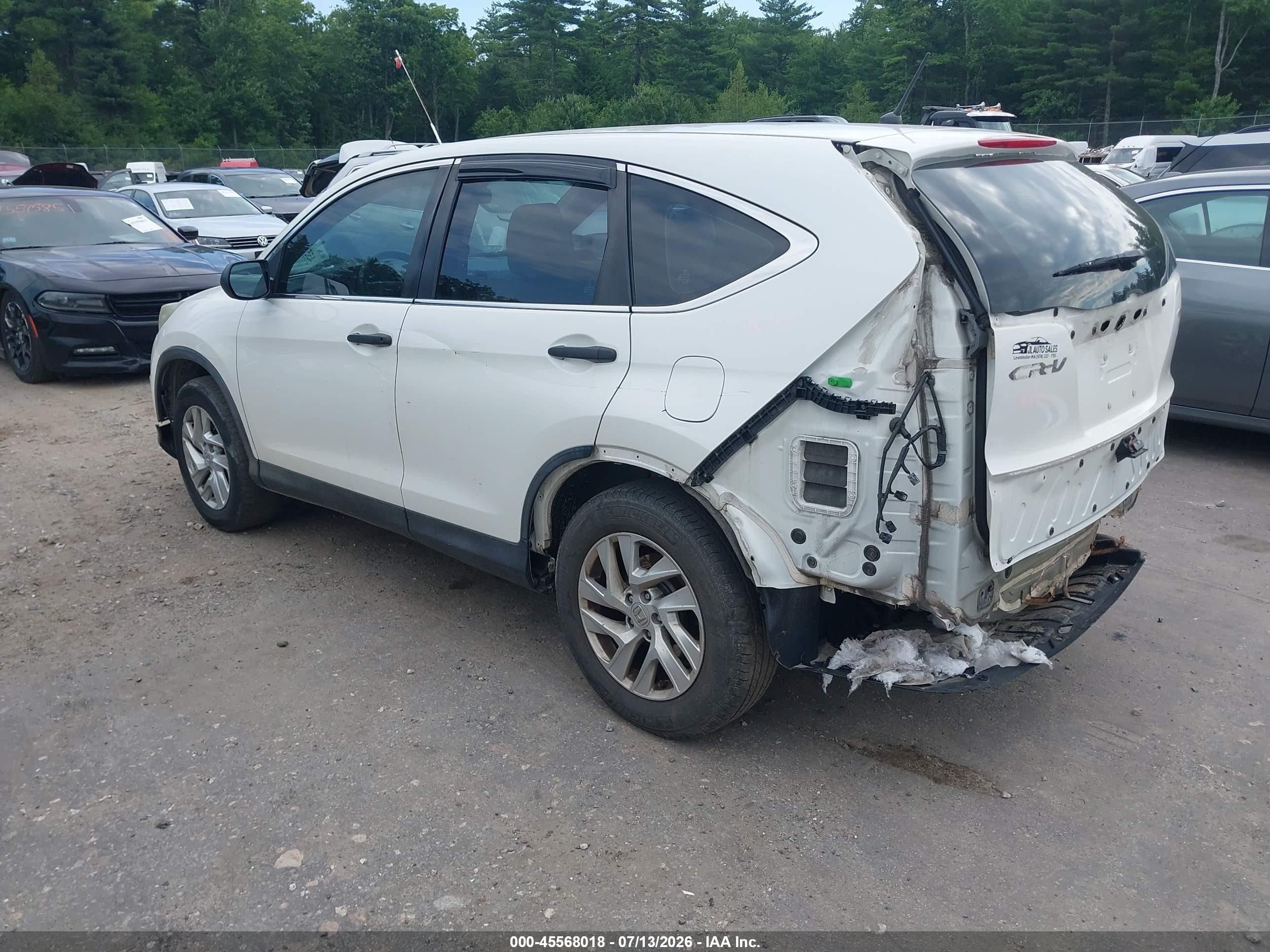 2015 Honda Cr-v Lx White vin: 5J6RM4H37FL019468