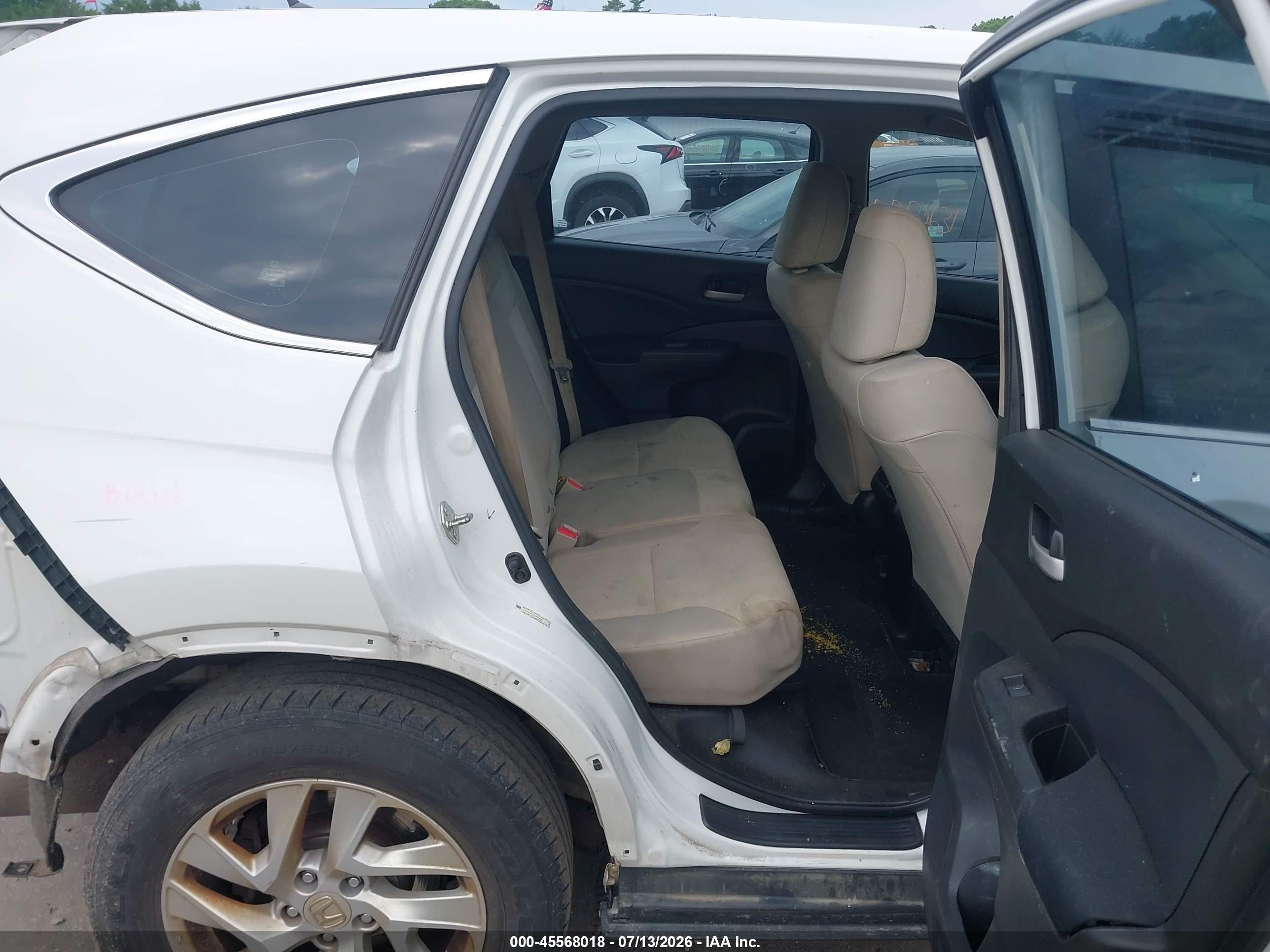 2015 Honda Cr-v Lx White vin: 5J6RM4H37FL019468