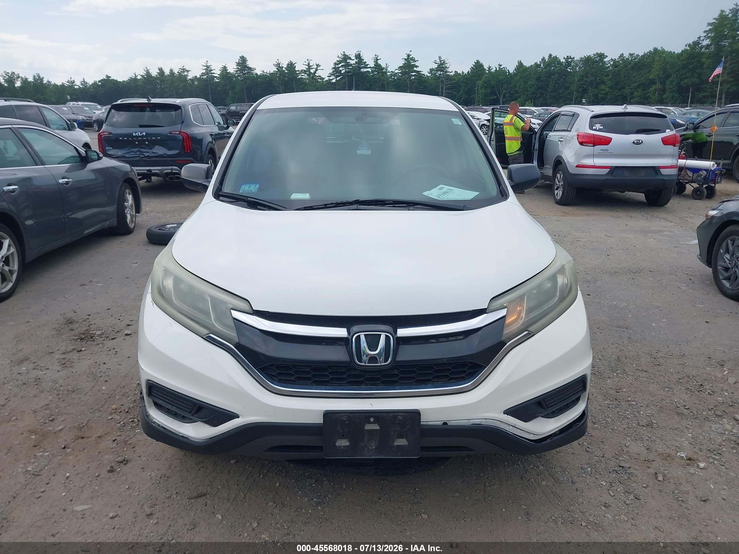 2015 Honda Cr-v Lx White vin: 5J6RM4H37FL019468