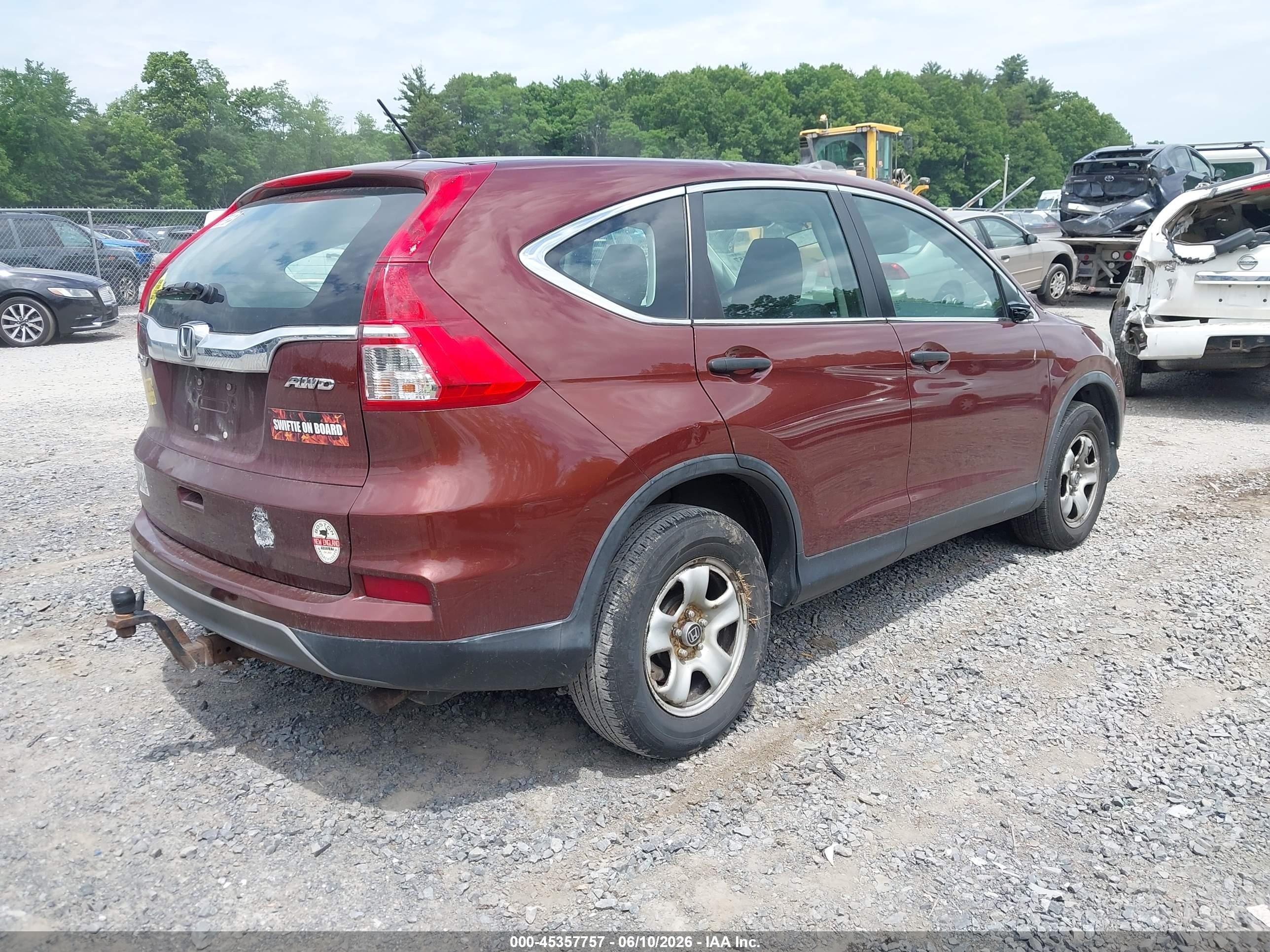 2015 Honda Cr-v Lx Красный vin: 5J6RM4H37FL090203