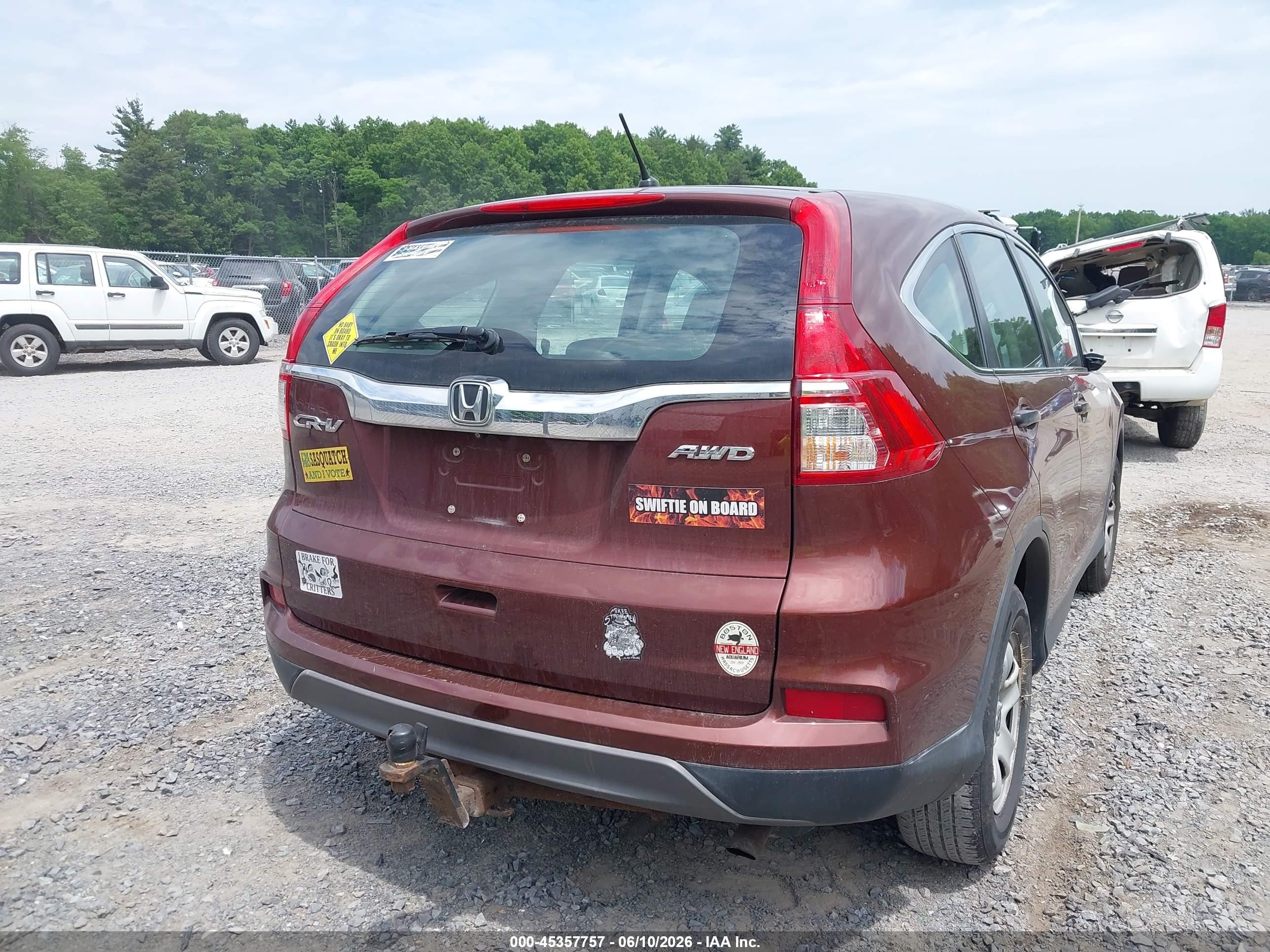 2015 Honda Cr-v Lx Красный vin: 5J6RM4H37FL090203
