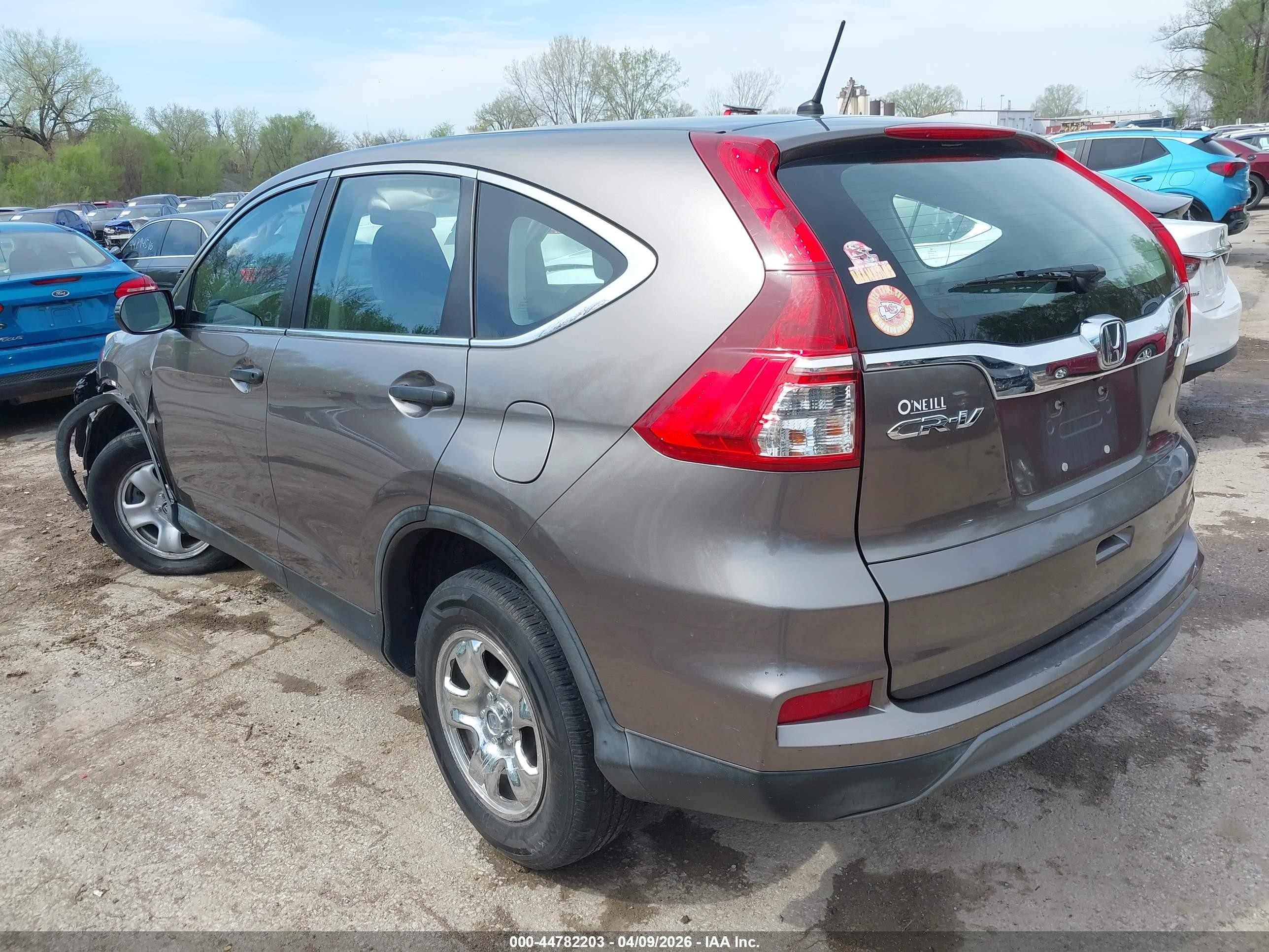 2015 Honda Cr-v Lx Gray vin: 5J6RM4H37FL113334