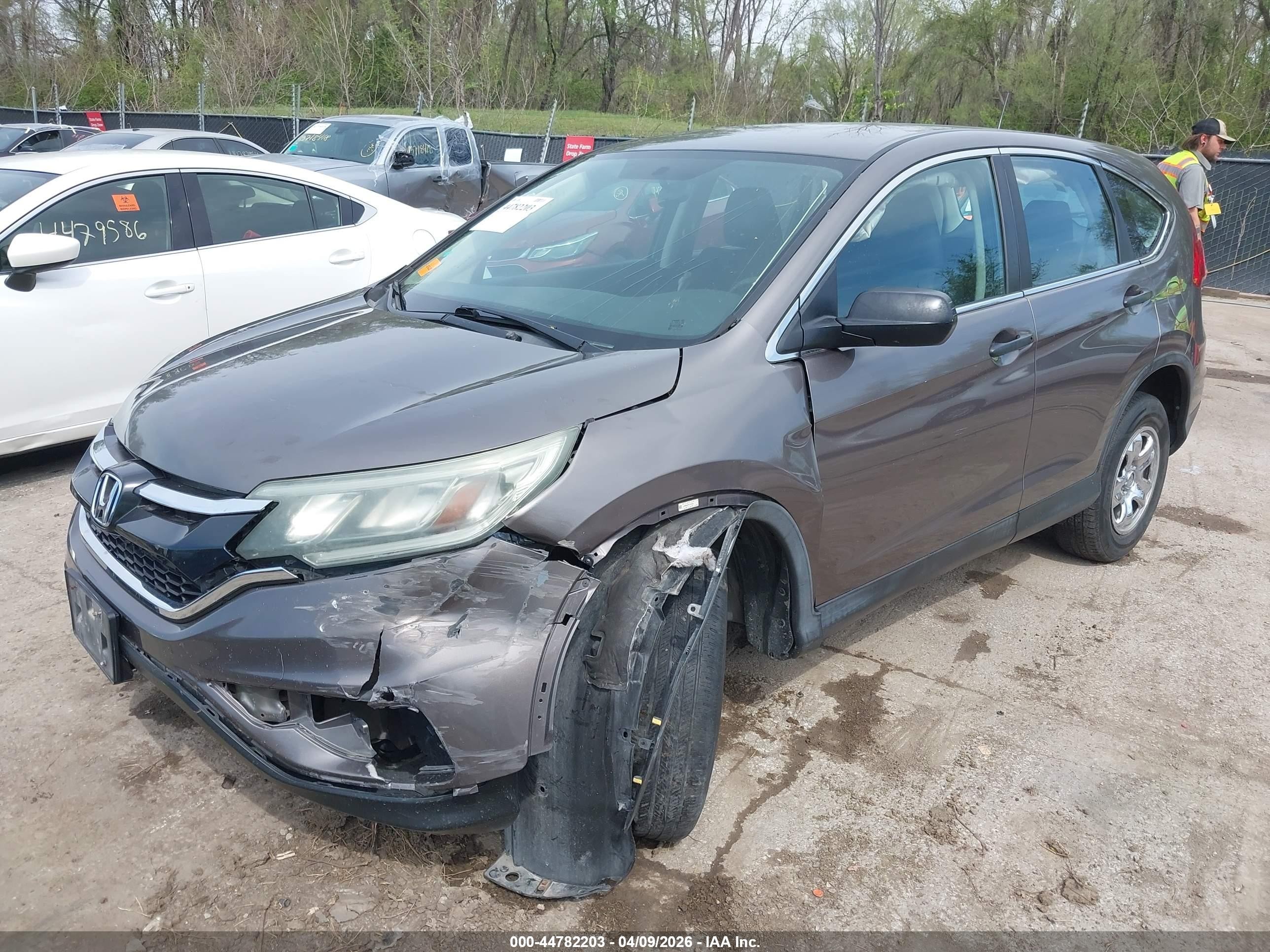 2015 Honda Cr-v Lx Gray vin: 5J6RM4H37FL113334