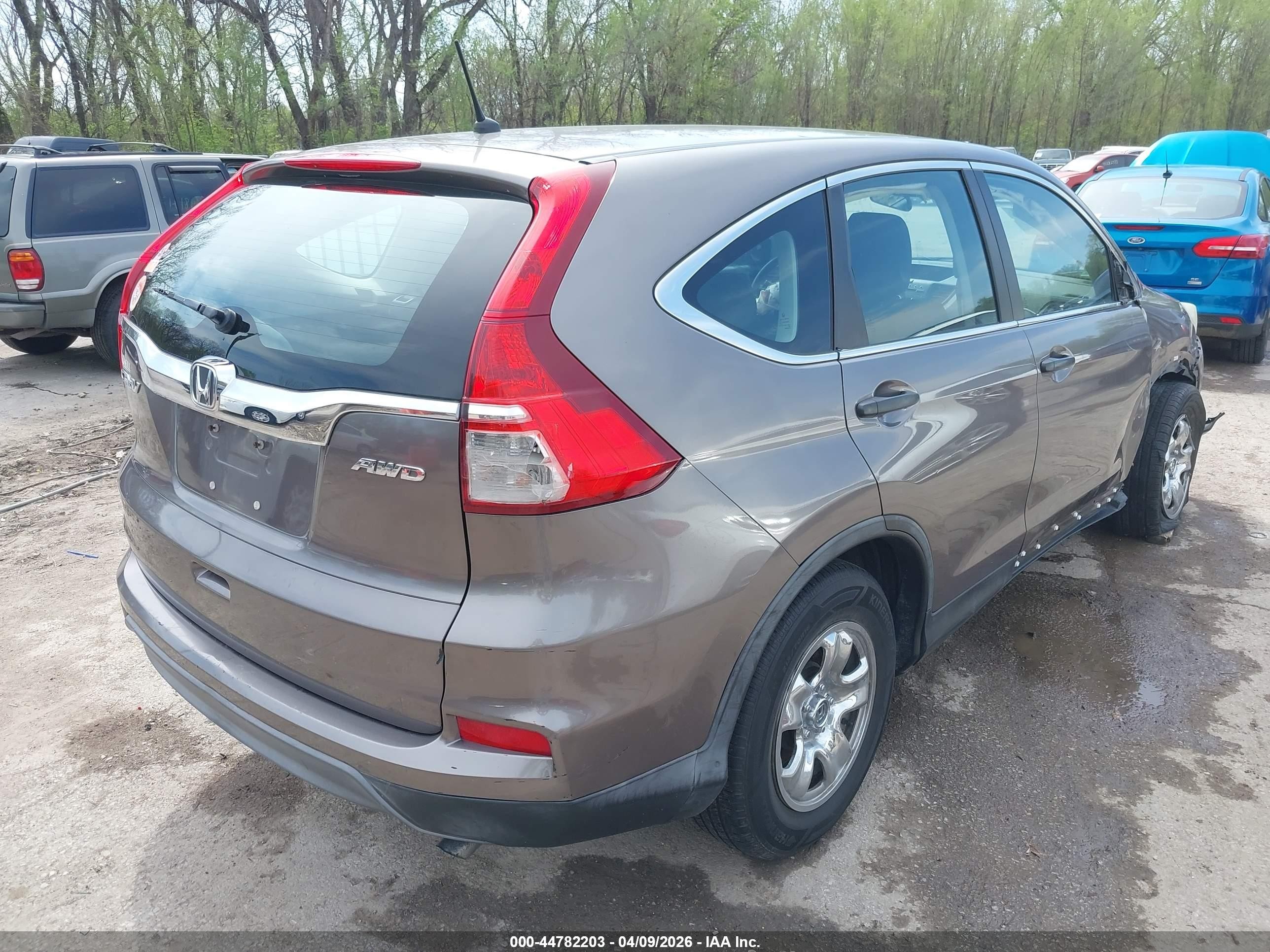 2015 Honda Cr-v Lx Gray vin: 5J6RM4H37FL113334