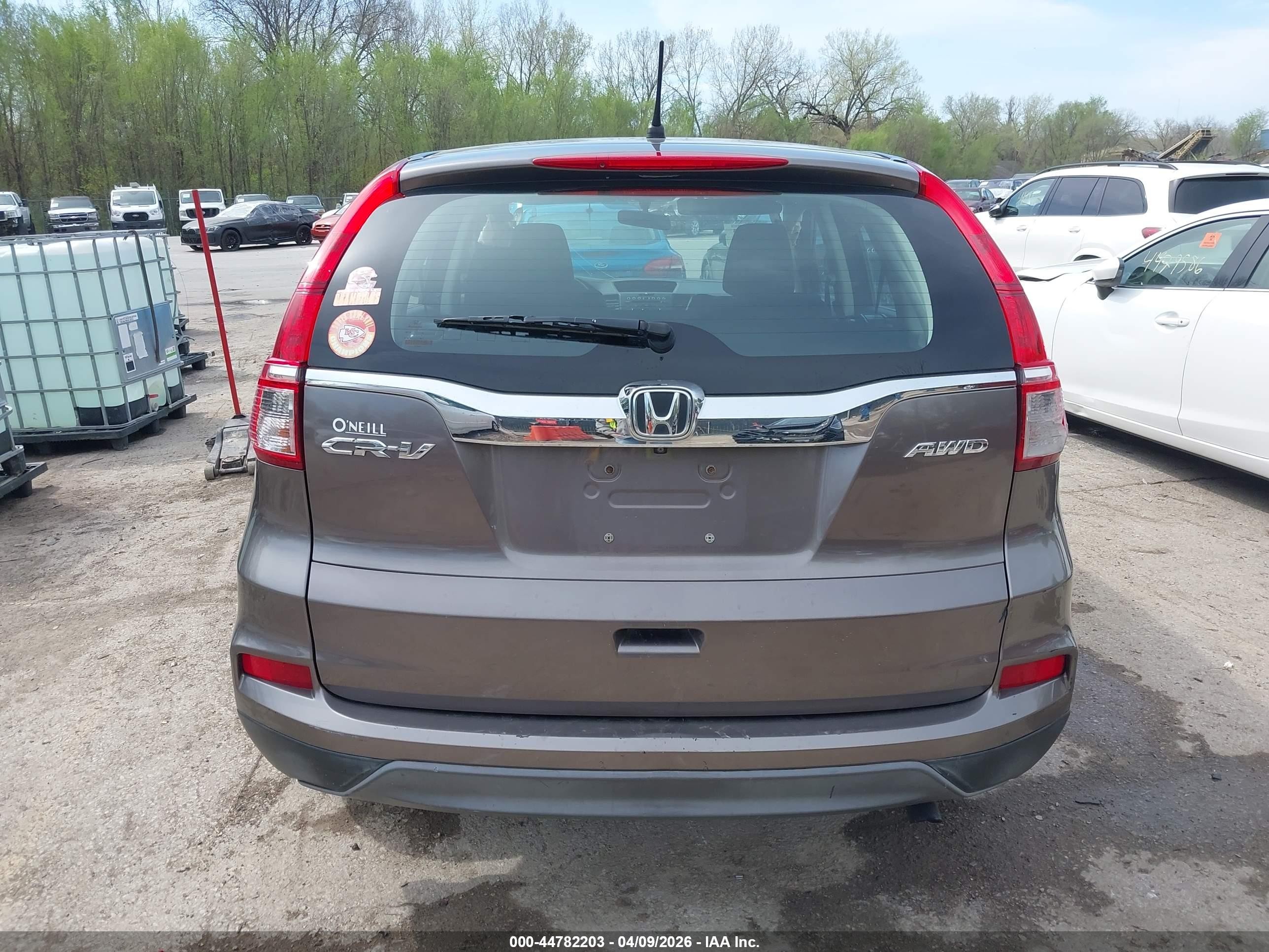 2015 Honda Cr-v Lx Gray vin: 5J6RM4H37FL113334