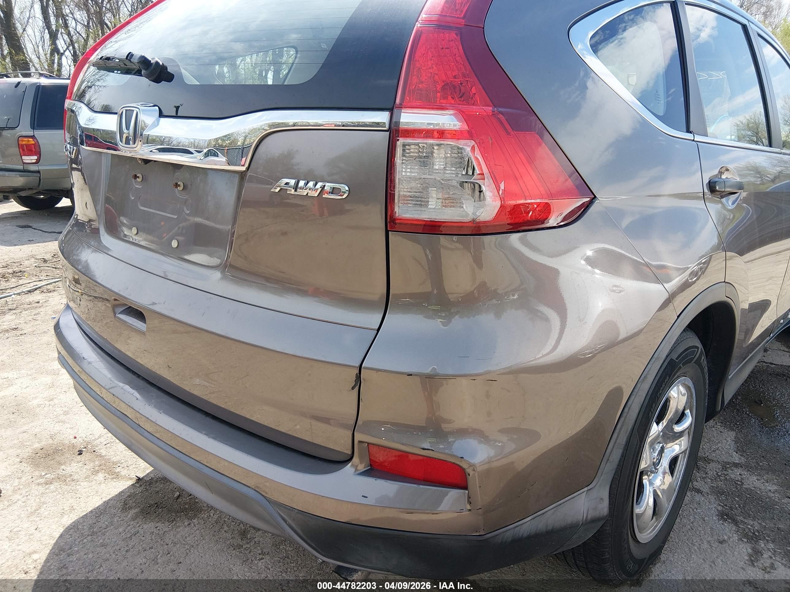 2015 Honda Cr-v Lx Gray vin: 5J6RM4H37FL113334