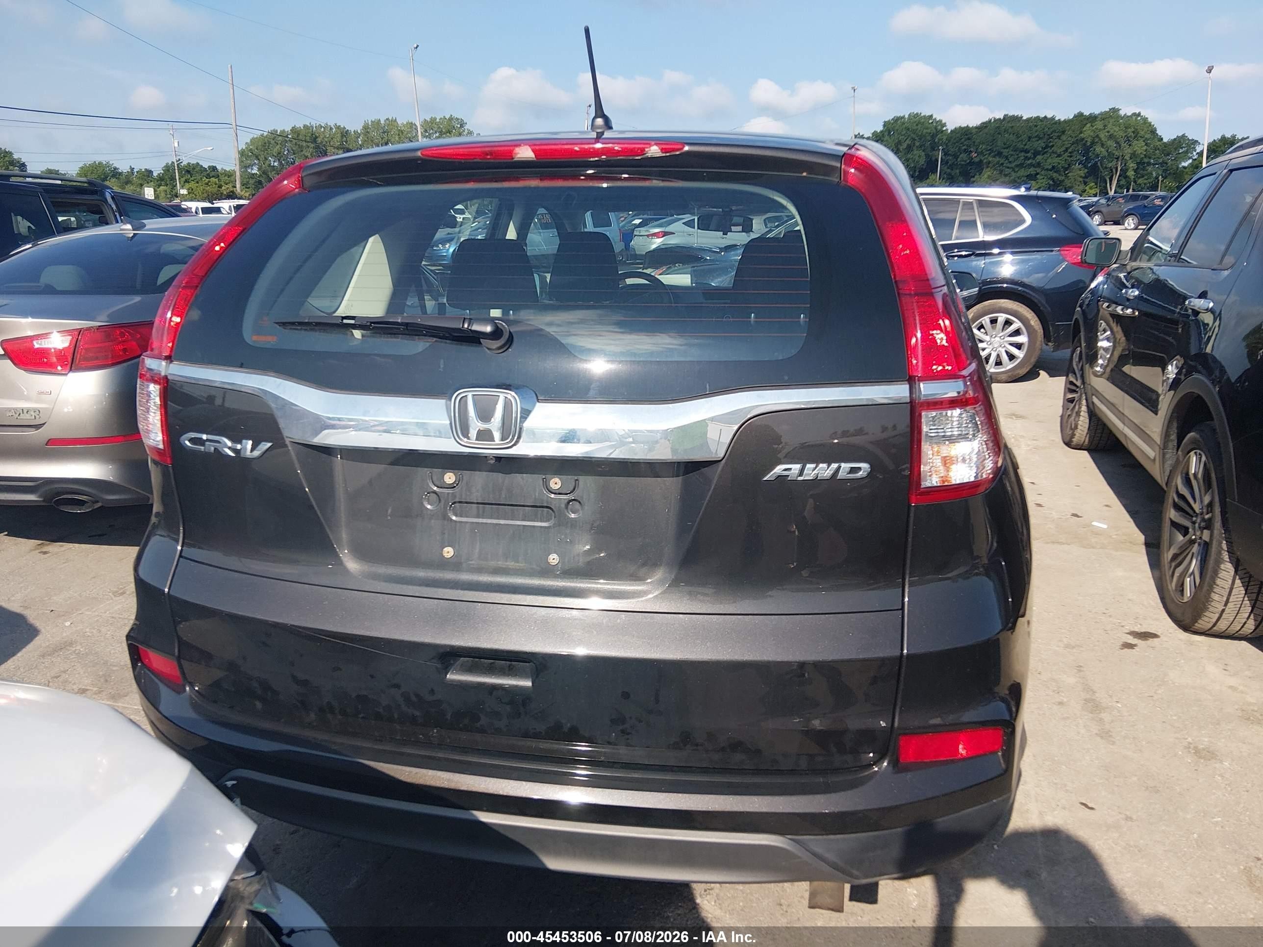 2015 Honda Cr-v Lx Black vin: 5J6RM4H37FL126441