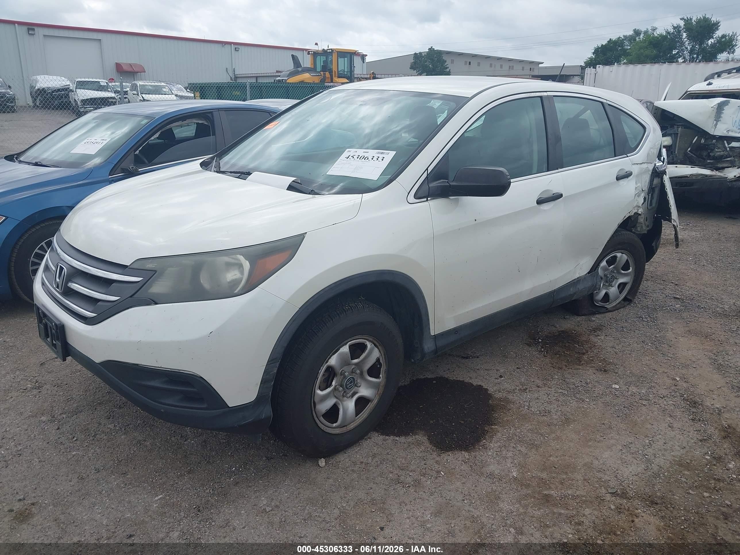 2013 Honda Cr-v Lx White vin: 5J6RM4H38DL058826