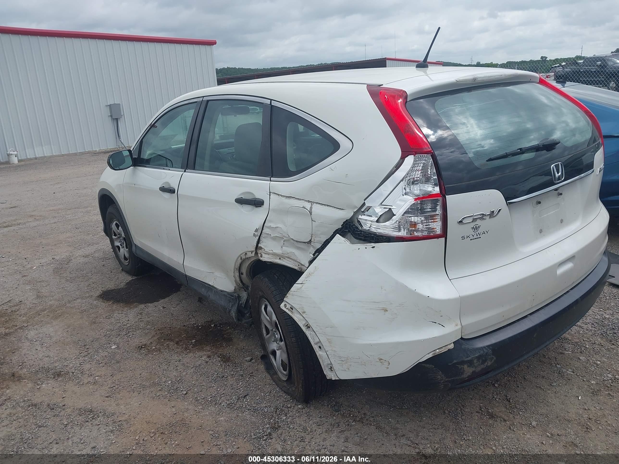 2013 Honda Cr-v Lx White vin: 5J6RM4H38DL058826