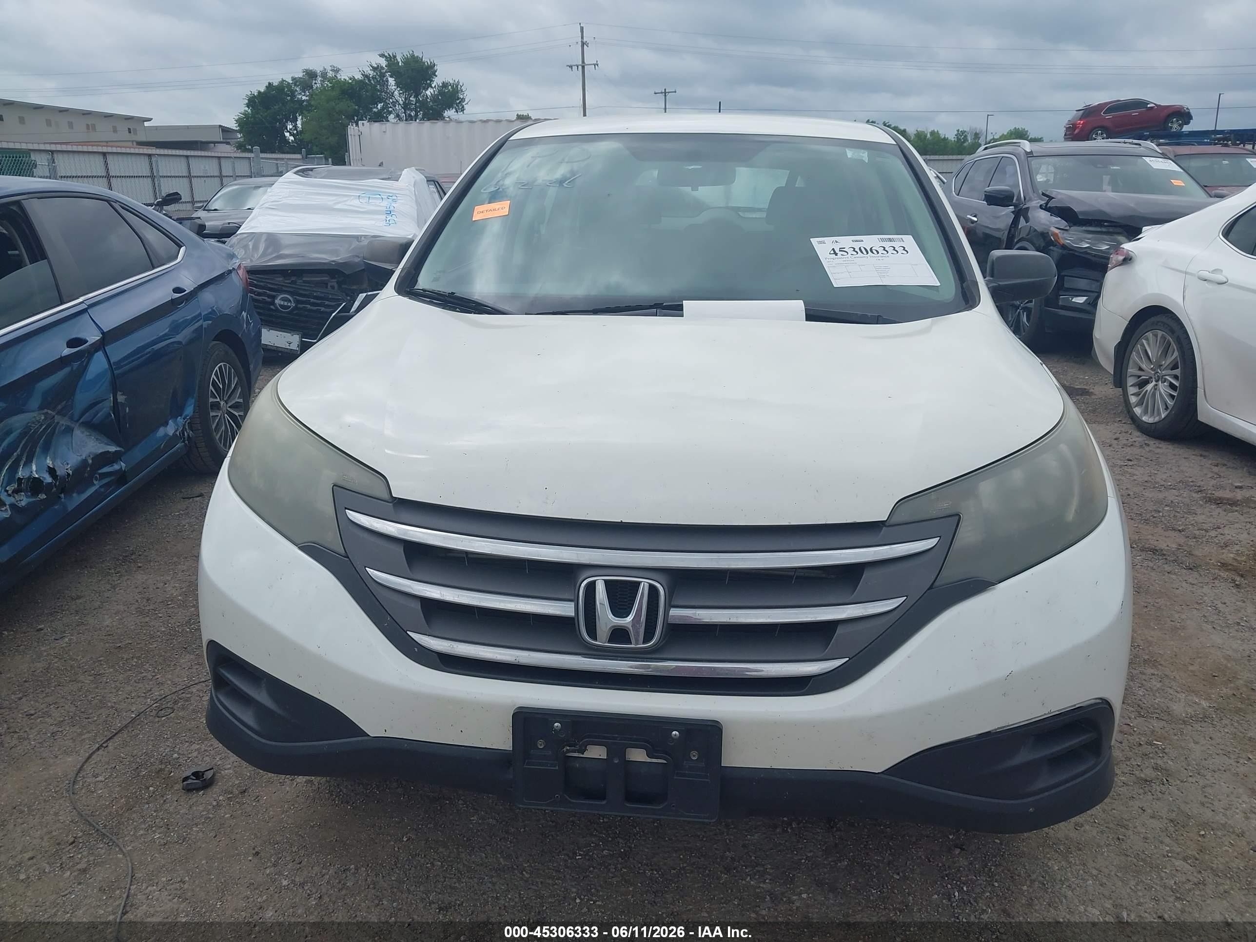 2013 Honda Cr-v Lx White vin: 5J6RM4H38DL058826