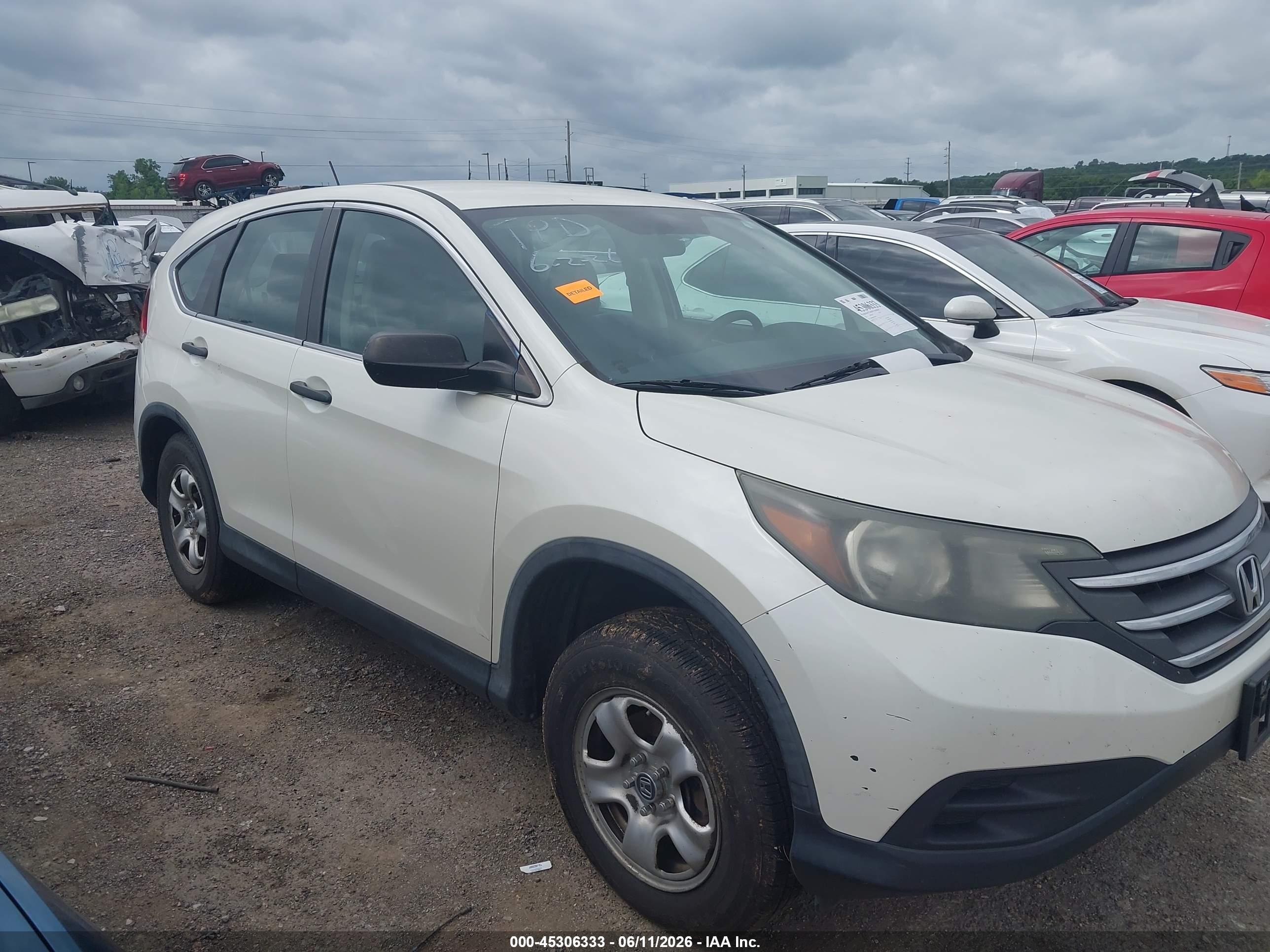 2013 Honda Cr-v Lx White vin: 5J6RM4H38DL058826