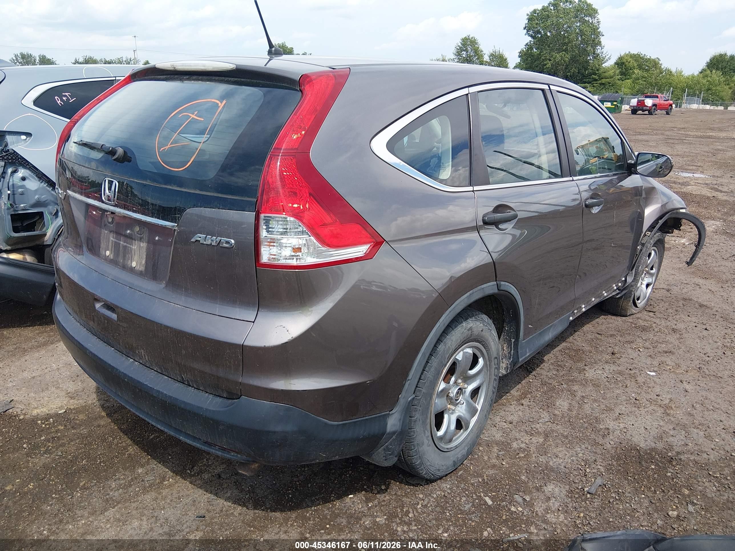 2013 Honda Cr-v Lx Gray vin: 5J6RM4H38DL075271