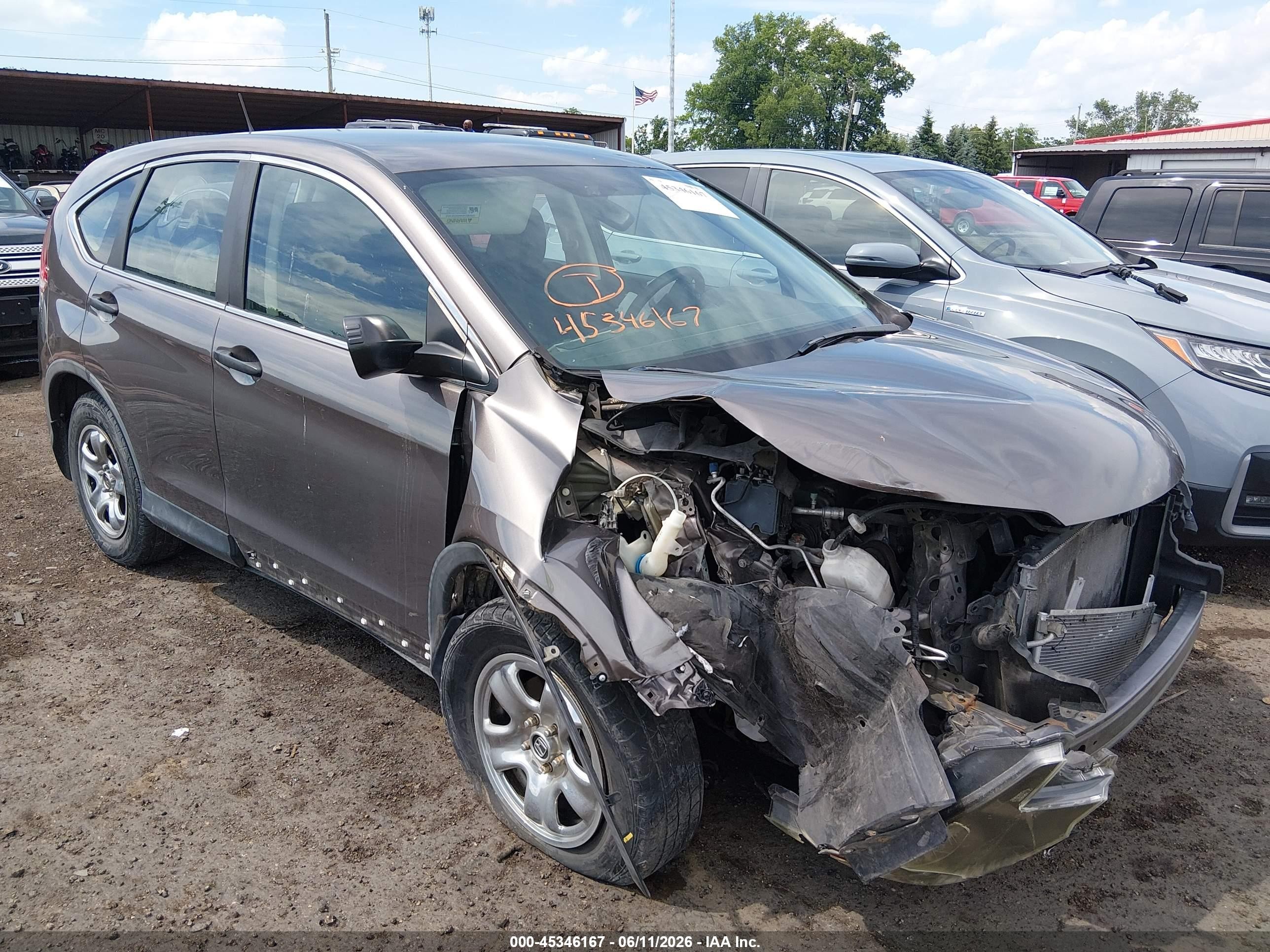 2013 Honda Cr-v Lx Gray vin: 5J6RM4H38DL075271