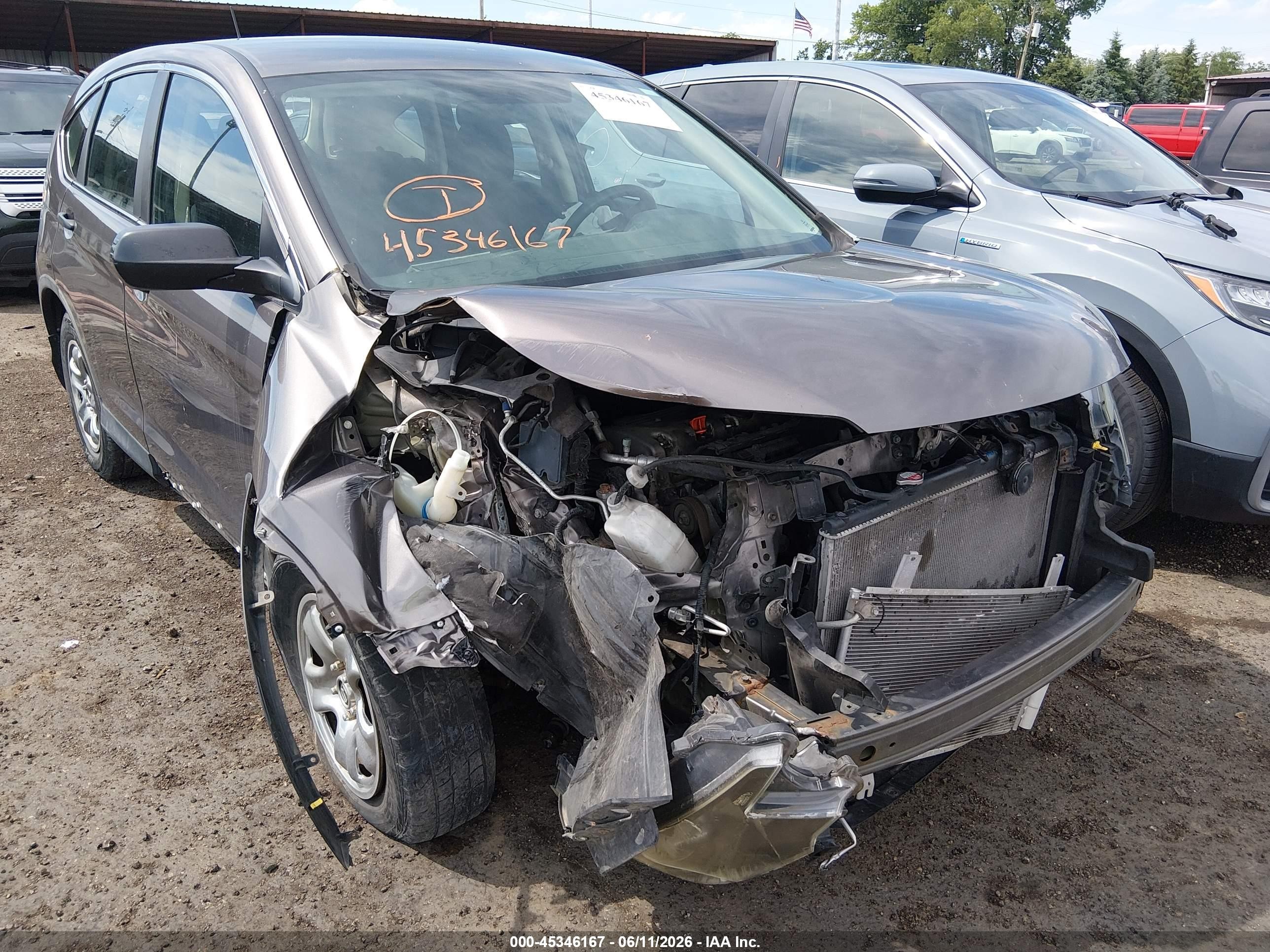 2013 Honda Cr-v Lx Gray vin: 5J6RM4H38DL075271