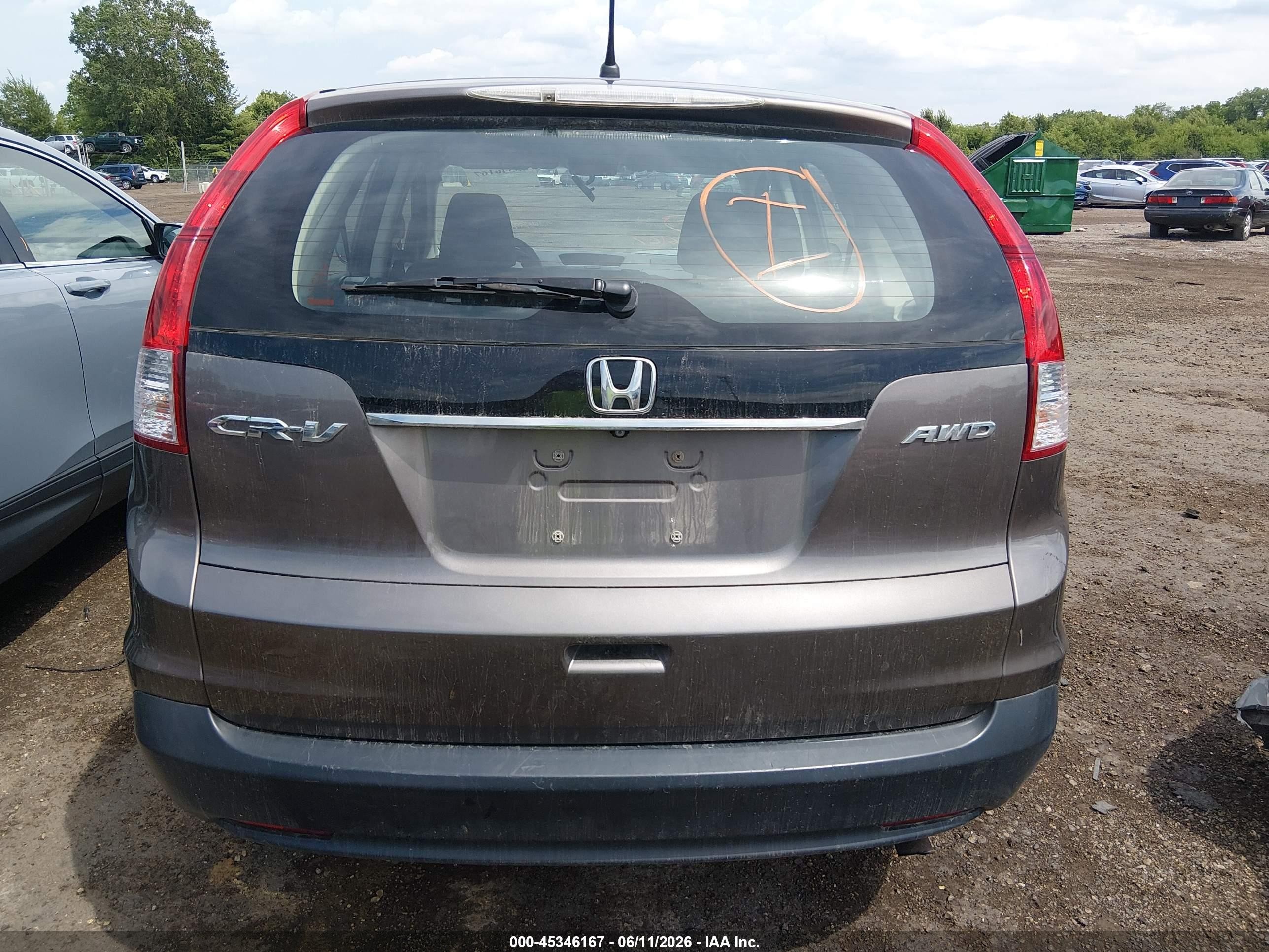 2013 Honda Cr-v Lx Gray vin: 5J6RM4H38DL075271
