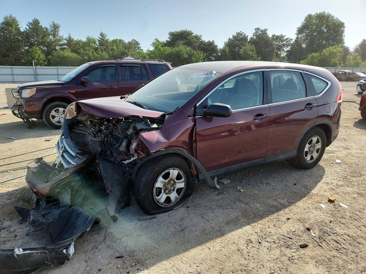 2013 Honda Cr-v Lx Burgundy vin: 5J6RM4H38DL084908