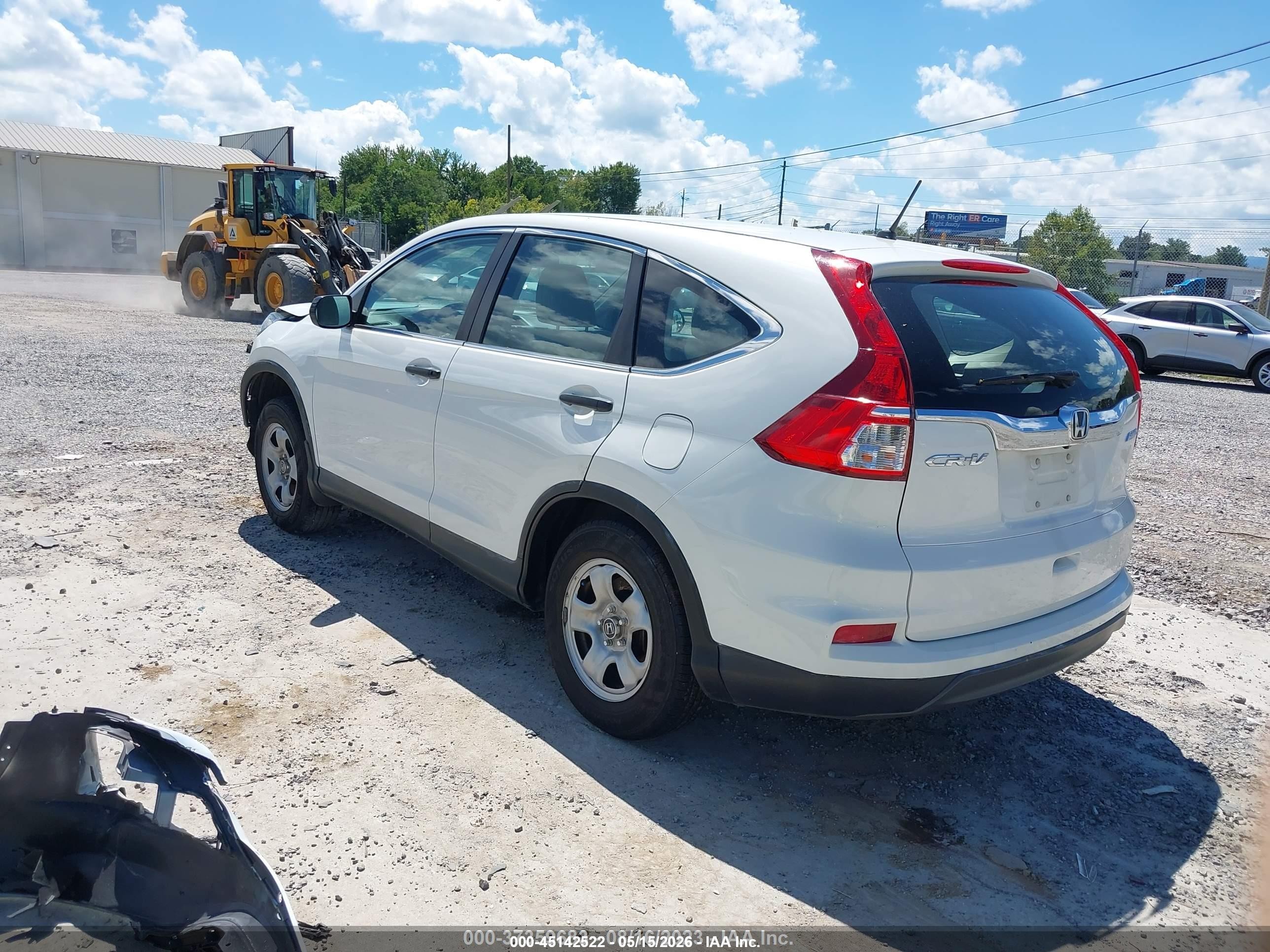 2015 Honda Cr-v Lx White vin: 5J6RM4H38FL010326