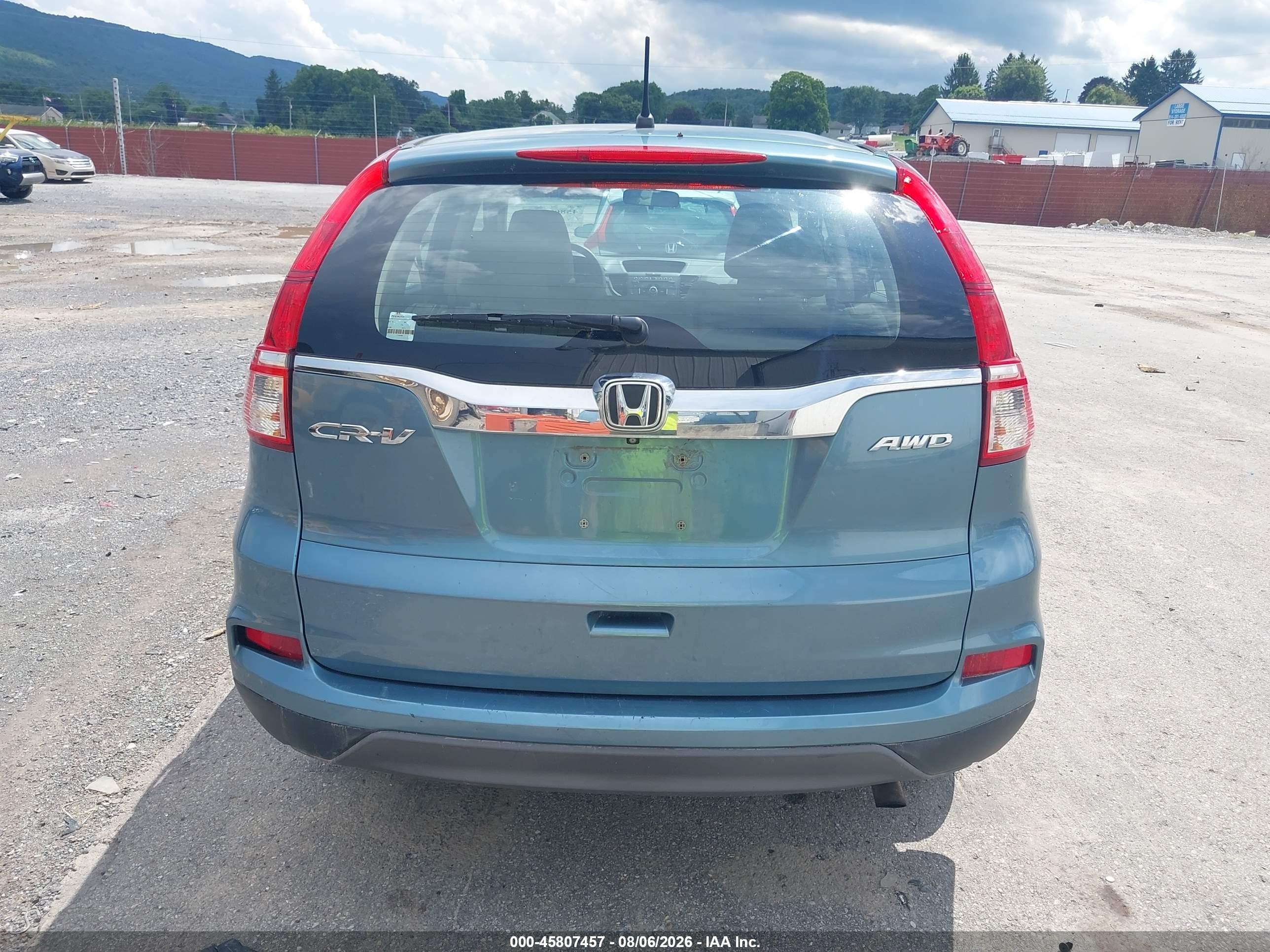 2015 Honda Cr-v Lx Blue vin: 5J6RM4H38FL029409