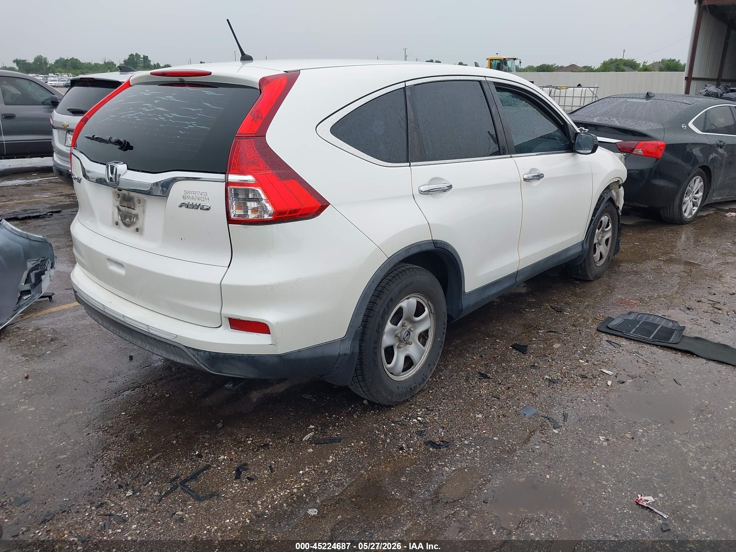 2015 Honda Cr-v Lx White vin: 5J6RM4H38FL119014