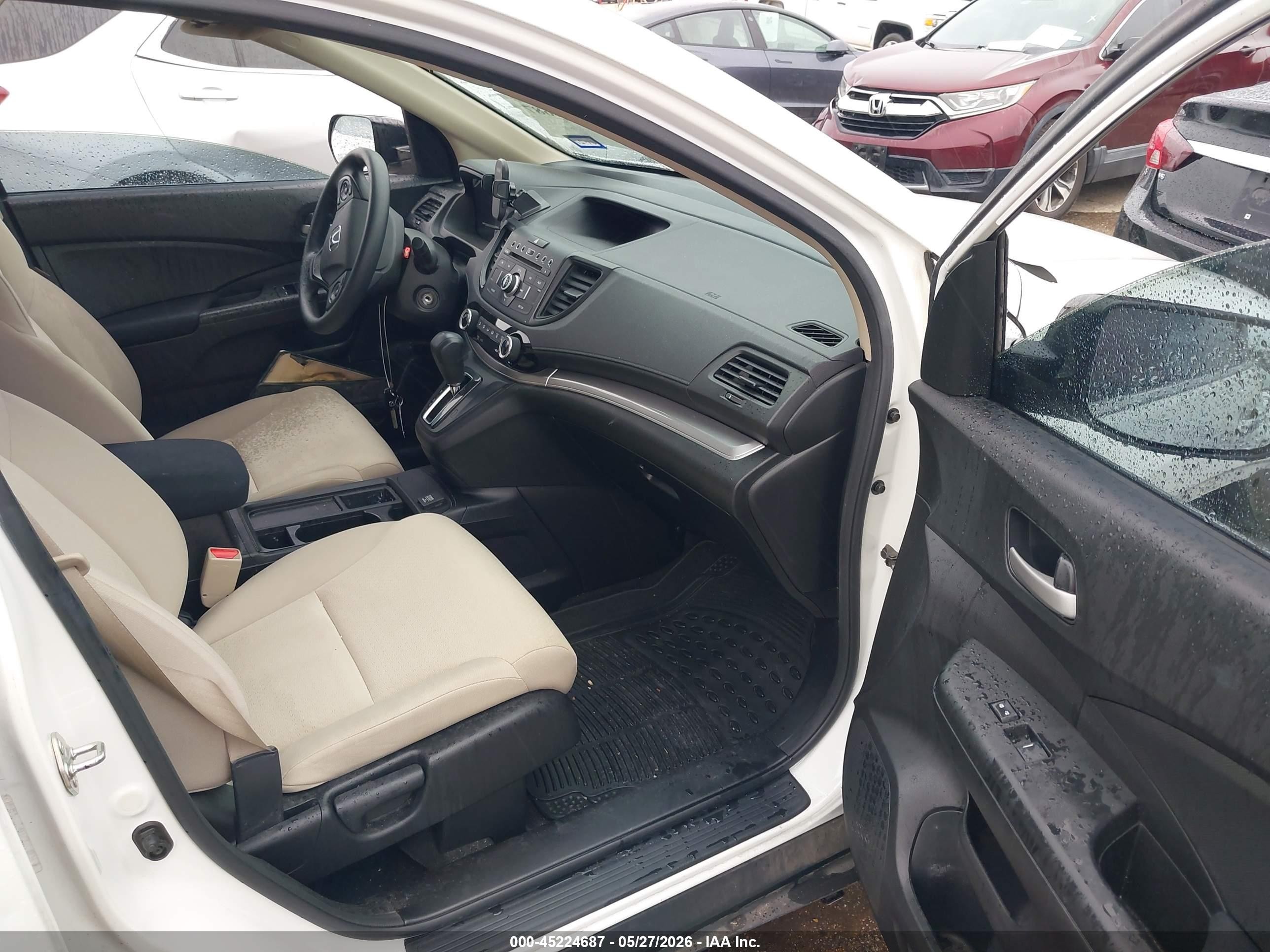 2015 Honda Cr-v Lx White vin: 5J6RM4H38FL119014
