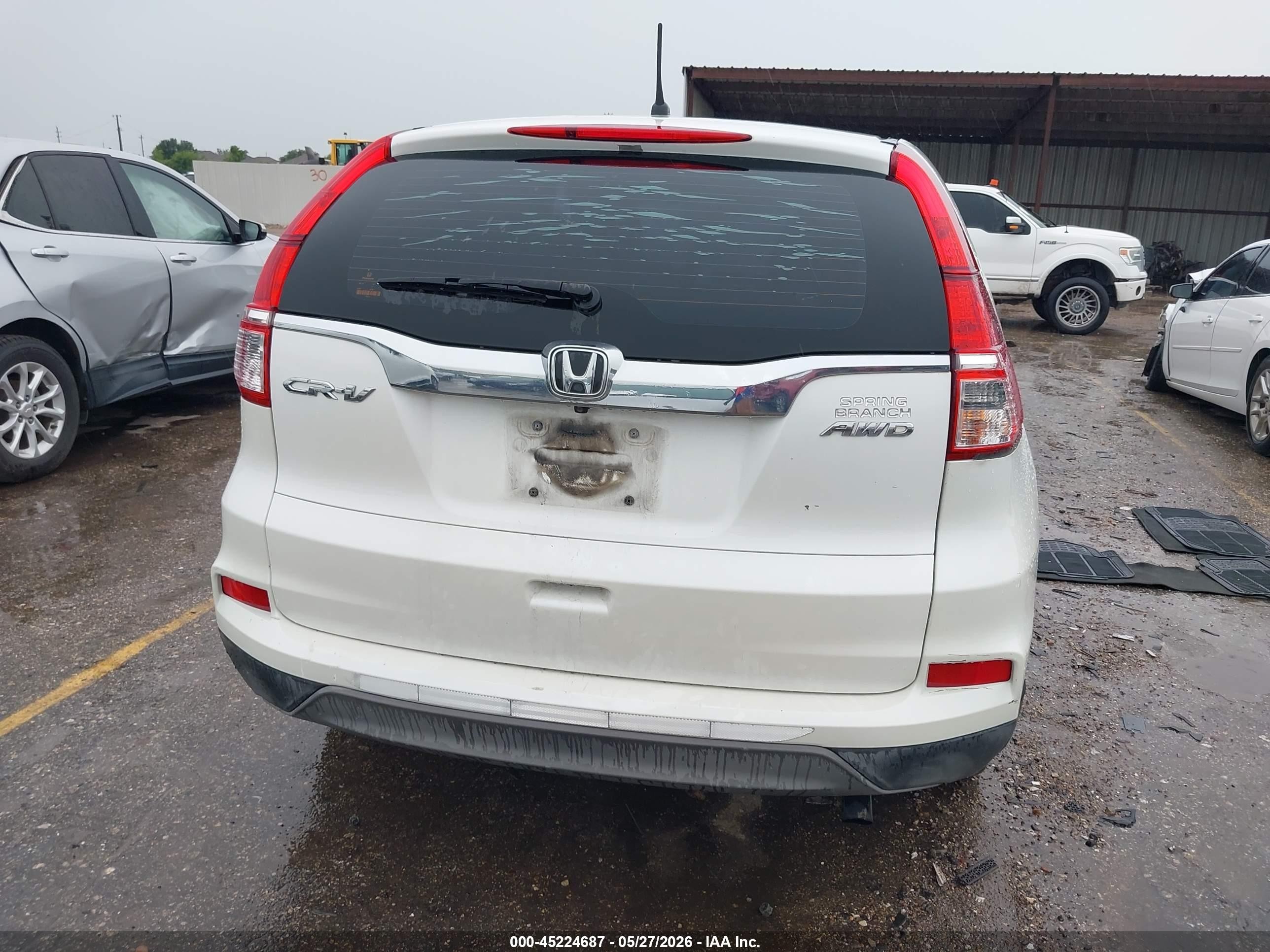 2015 Honda Cr-v Lx White vin: 5J6RM4H38FL119014