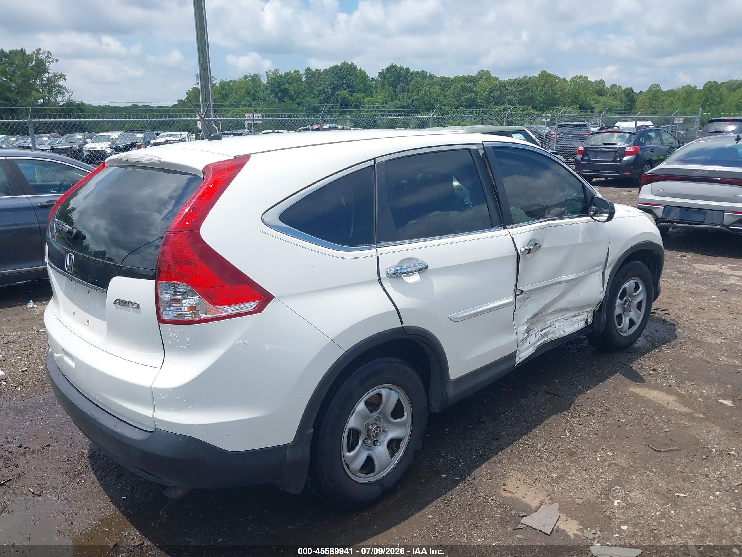 2012 Honda Cr-v Lx White vin: 5J6RM4H39CL043430