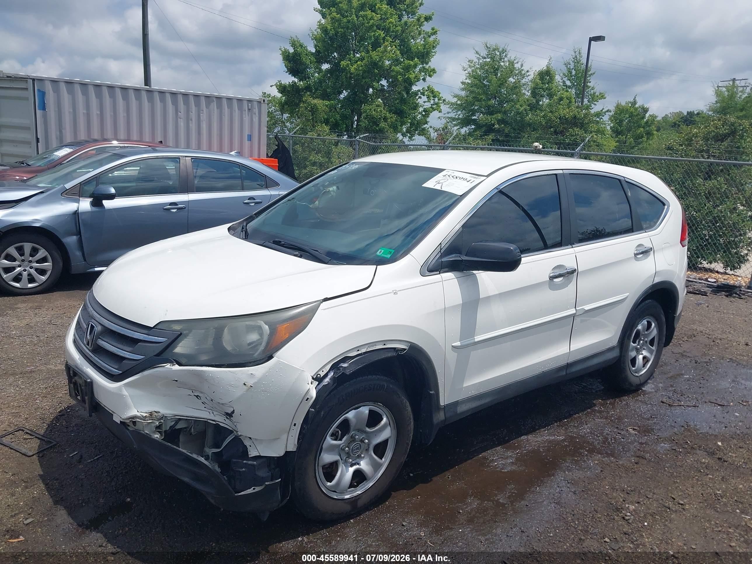 2012 Honda Cr-v Lx White vin: 5J6RM4H39CL043430