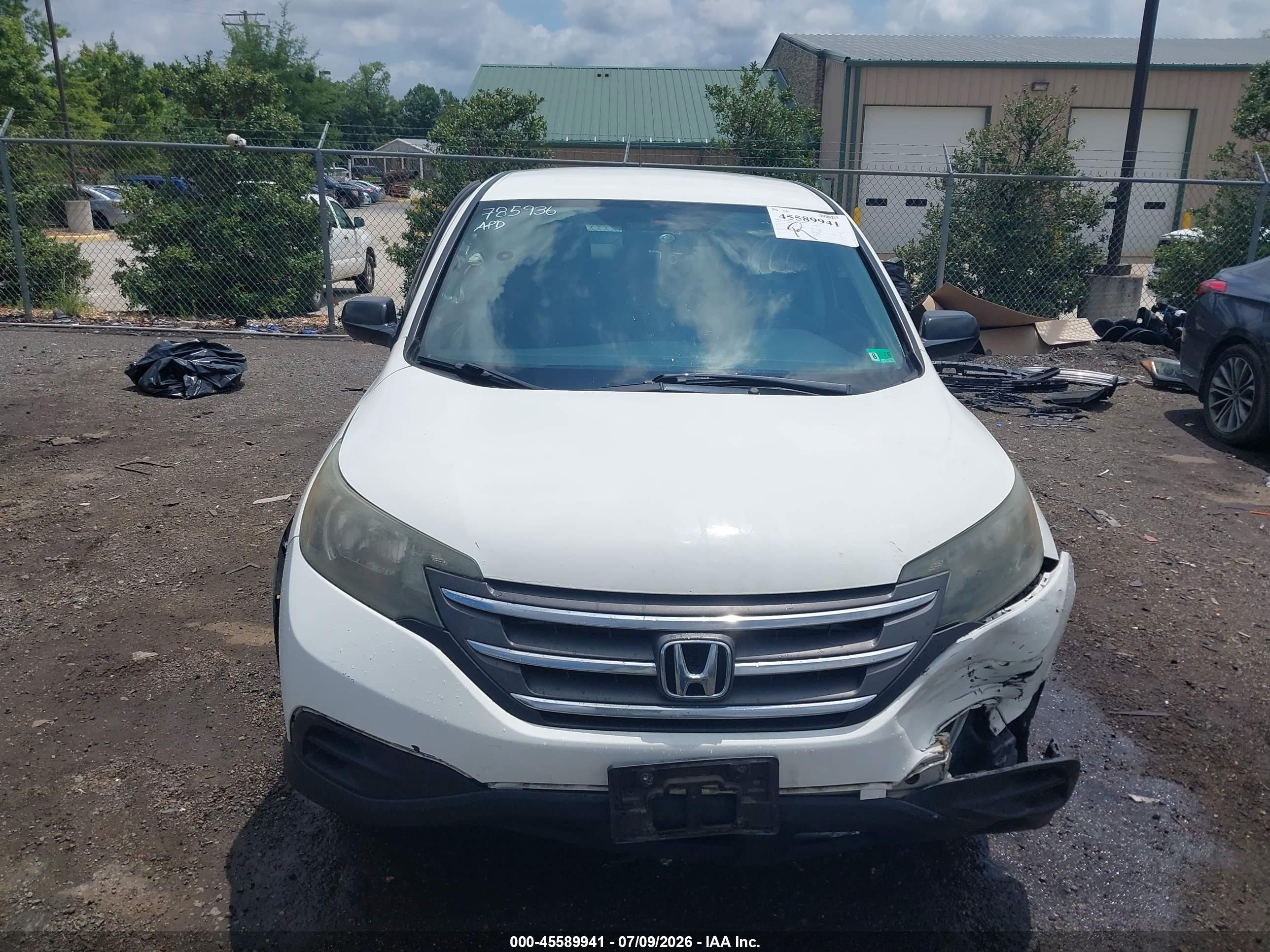 2012 Honda Cr-v Lx White vin: 5J6RM4H39CL043430