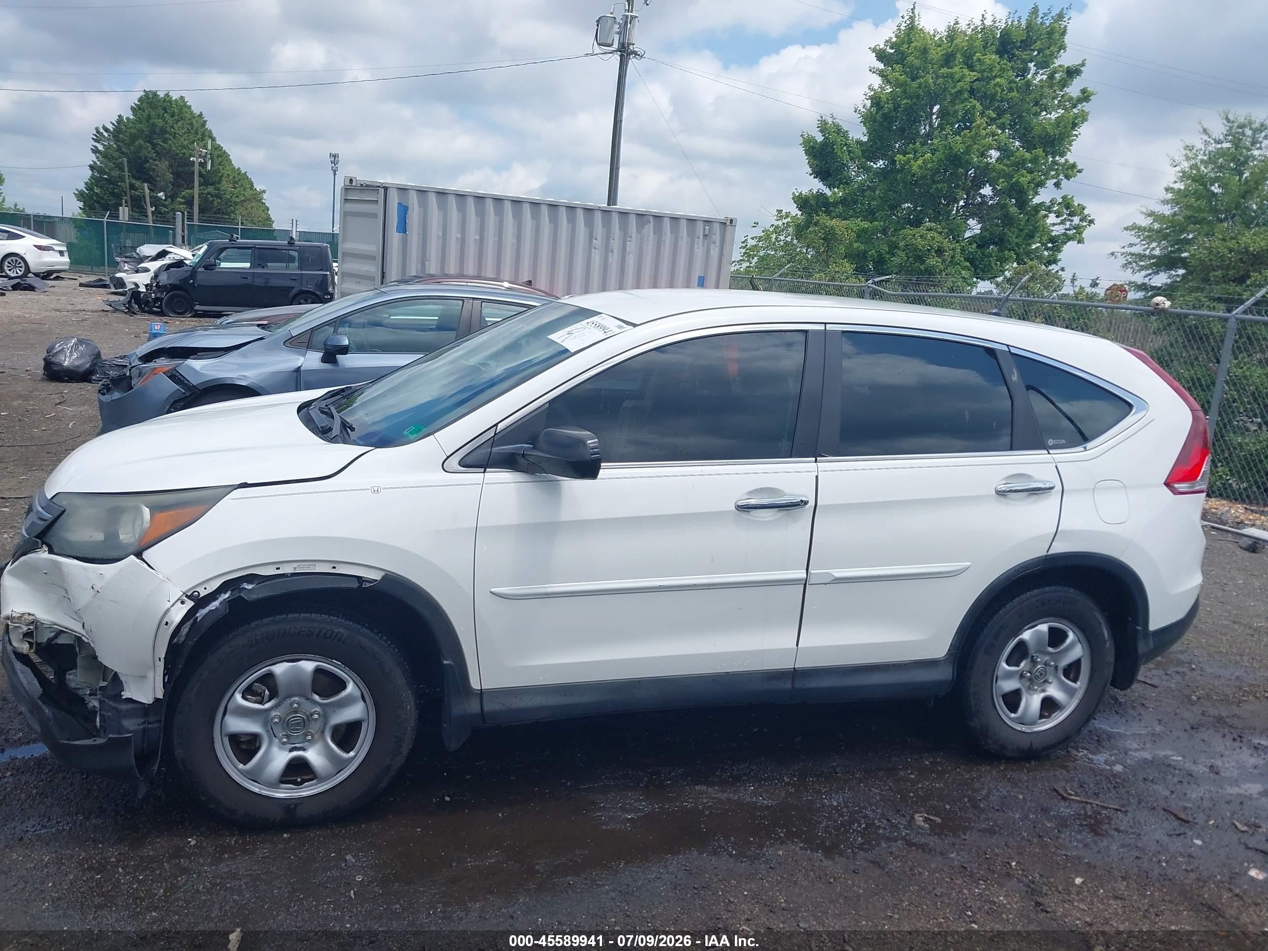 2012 Honda Cr-v Lx White vin: 5J6RM4H39CL043430