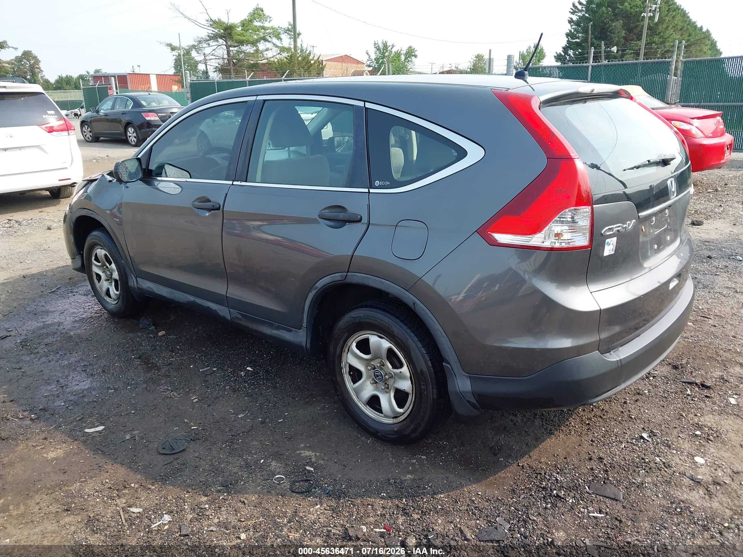 2012 Honda Cr-v Lx Серый vin: 5J6RM4H39CL076248