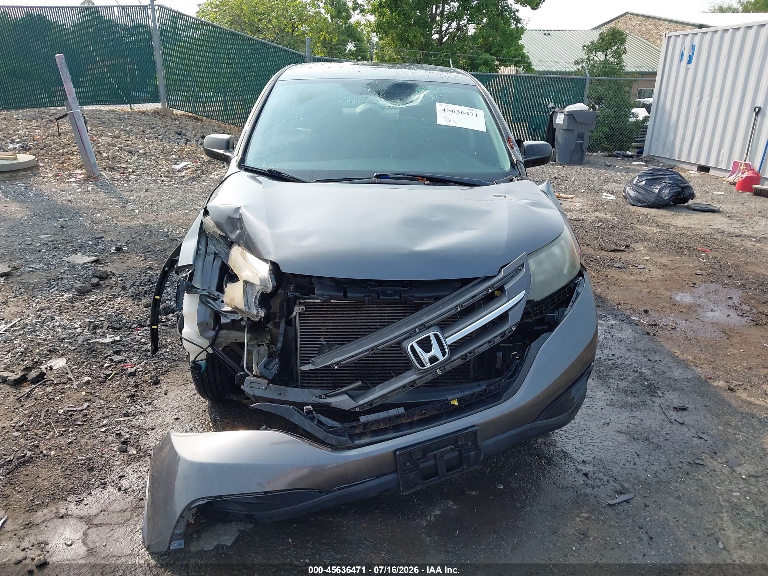 2012 Honda Cr-v Lx Серый vin: 5J6RM4H39CL076248