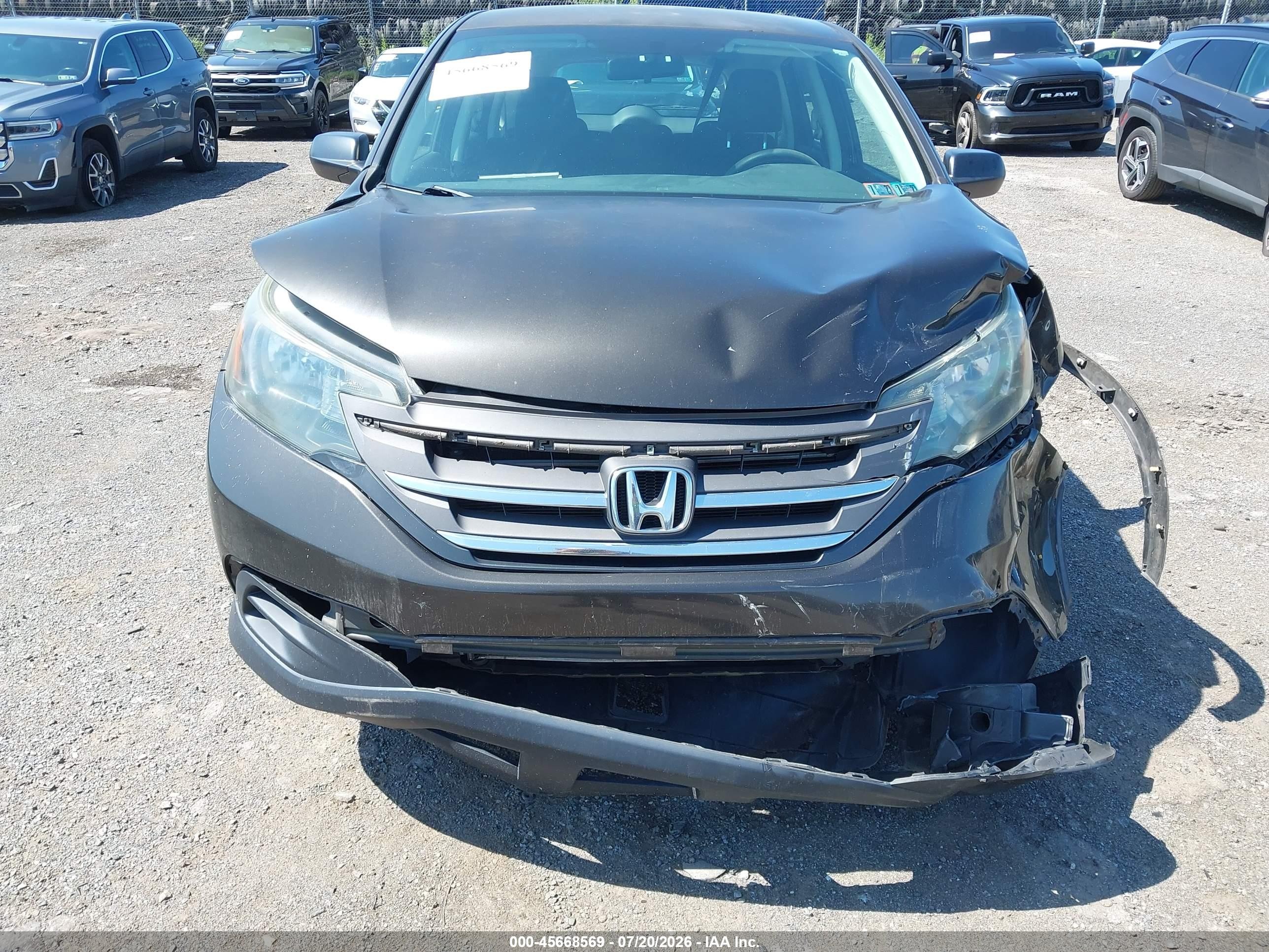 2013 Honda Cr-v Lx Gray vin: 5J6RM4H39DL077837