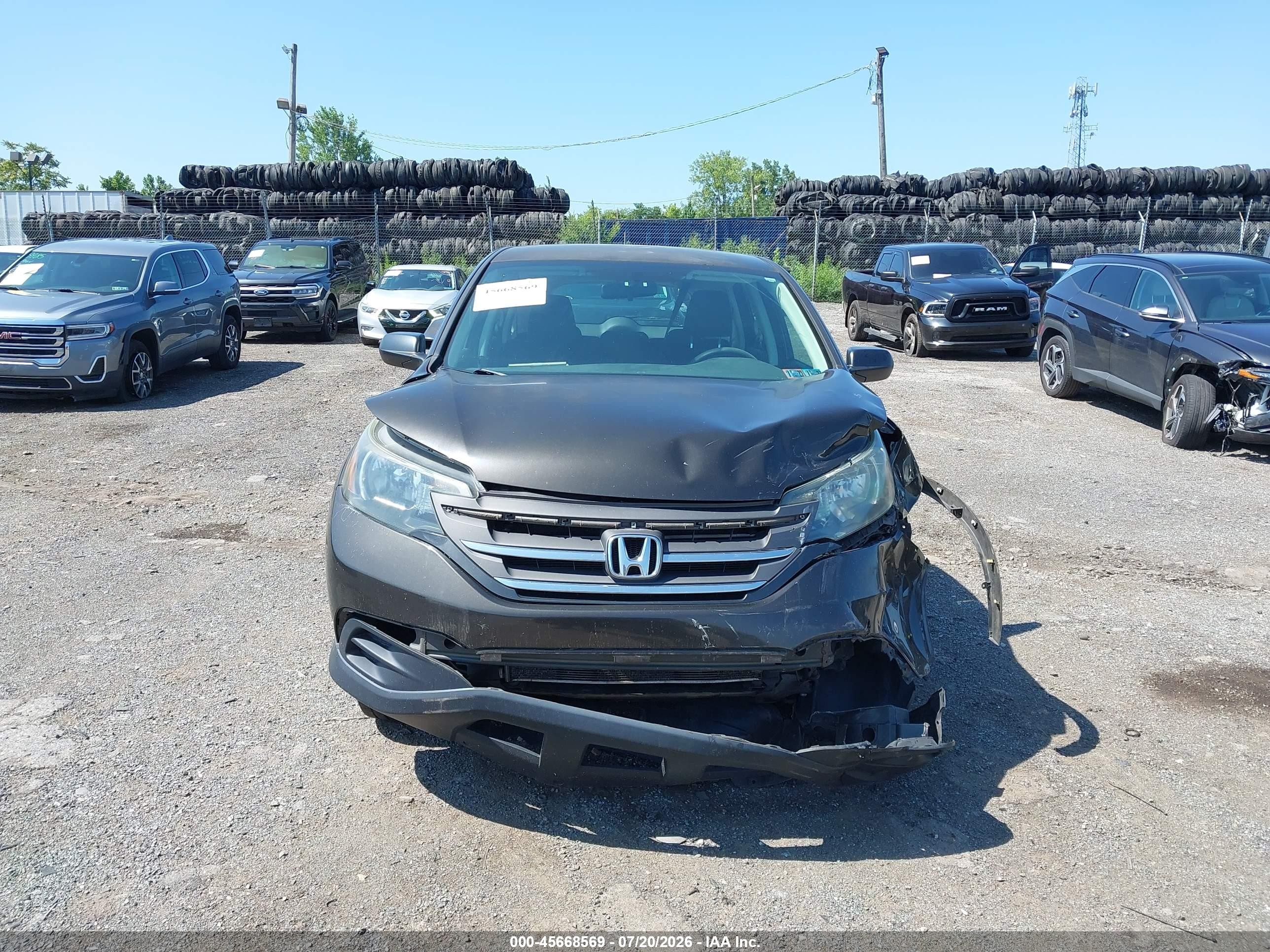 2013 Honda Cr-v Lx Gray vin: 5J6RM4H39DL077837