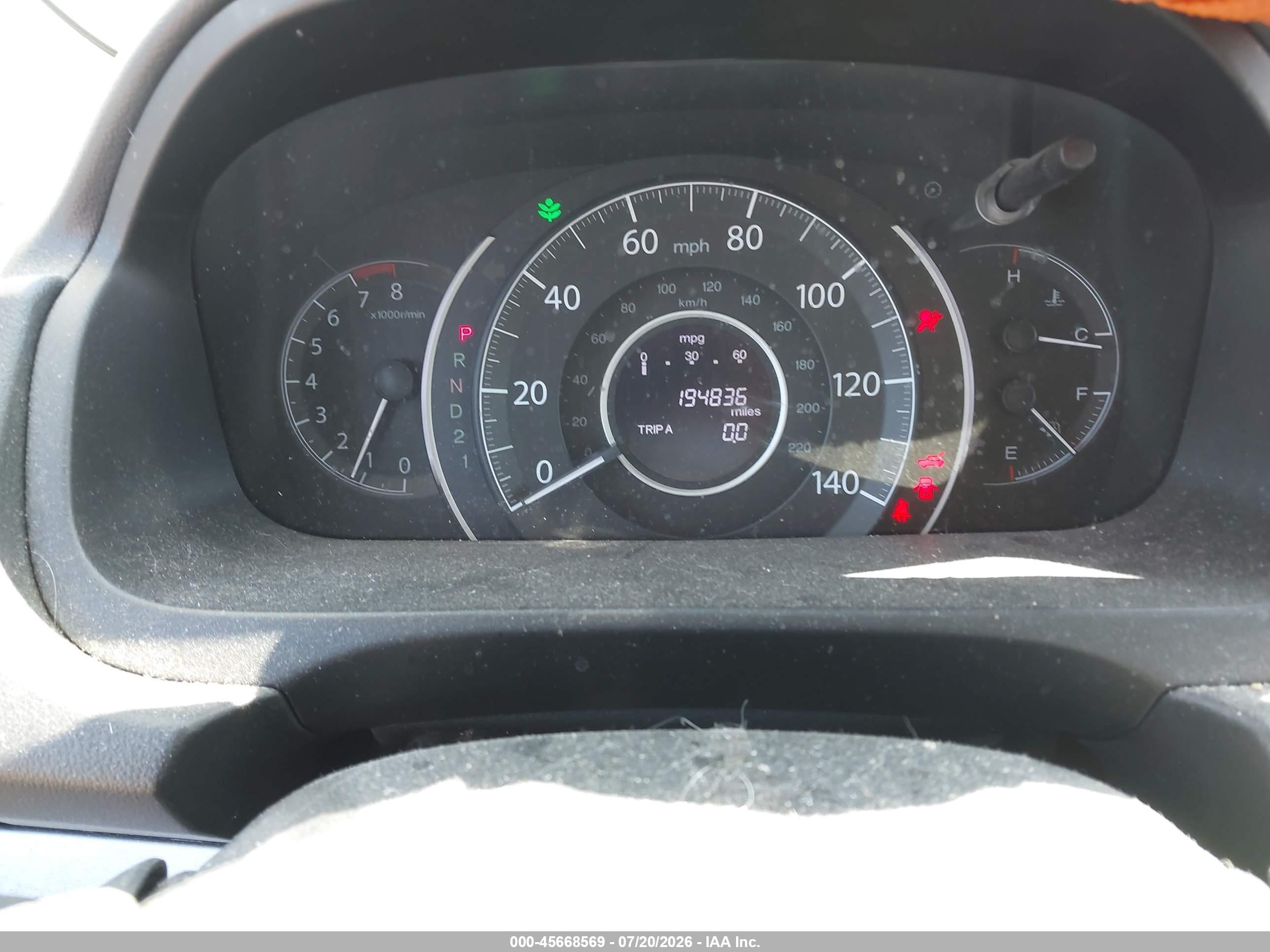 2013 Honda Cr-v Lx Gray vin: 5J6RM4H39DL077837