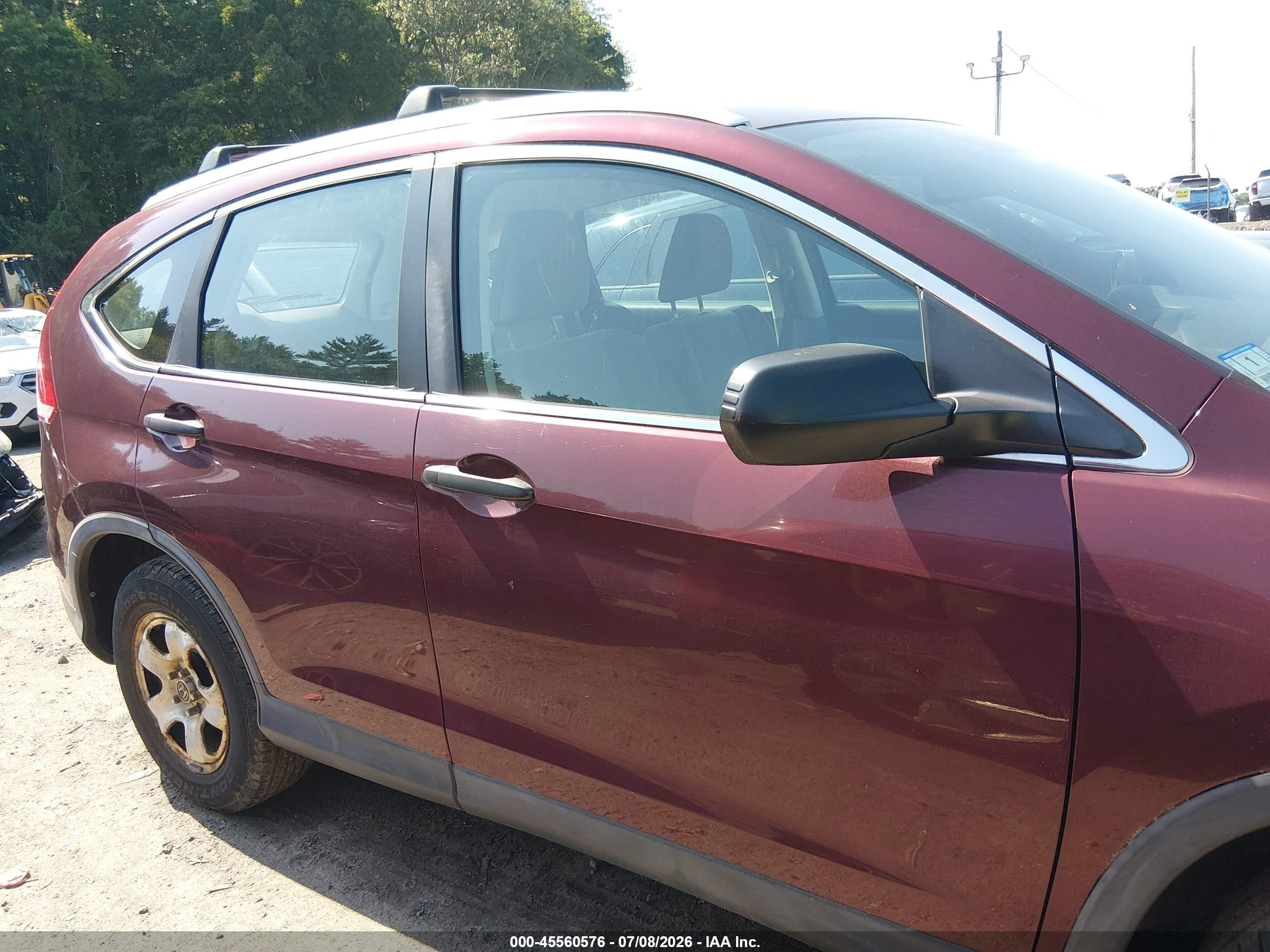 2013 Honda Cr-v Lx Maroon vin: 5J6RM4H39DL078387
