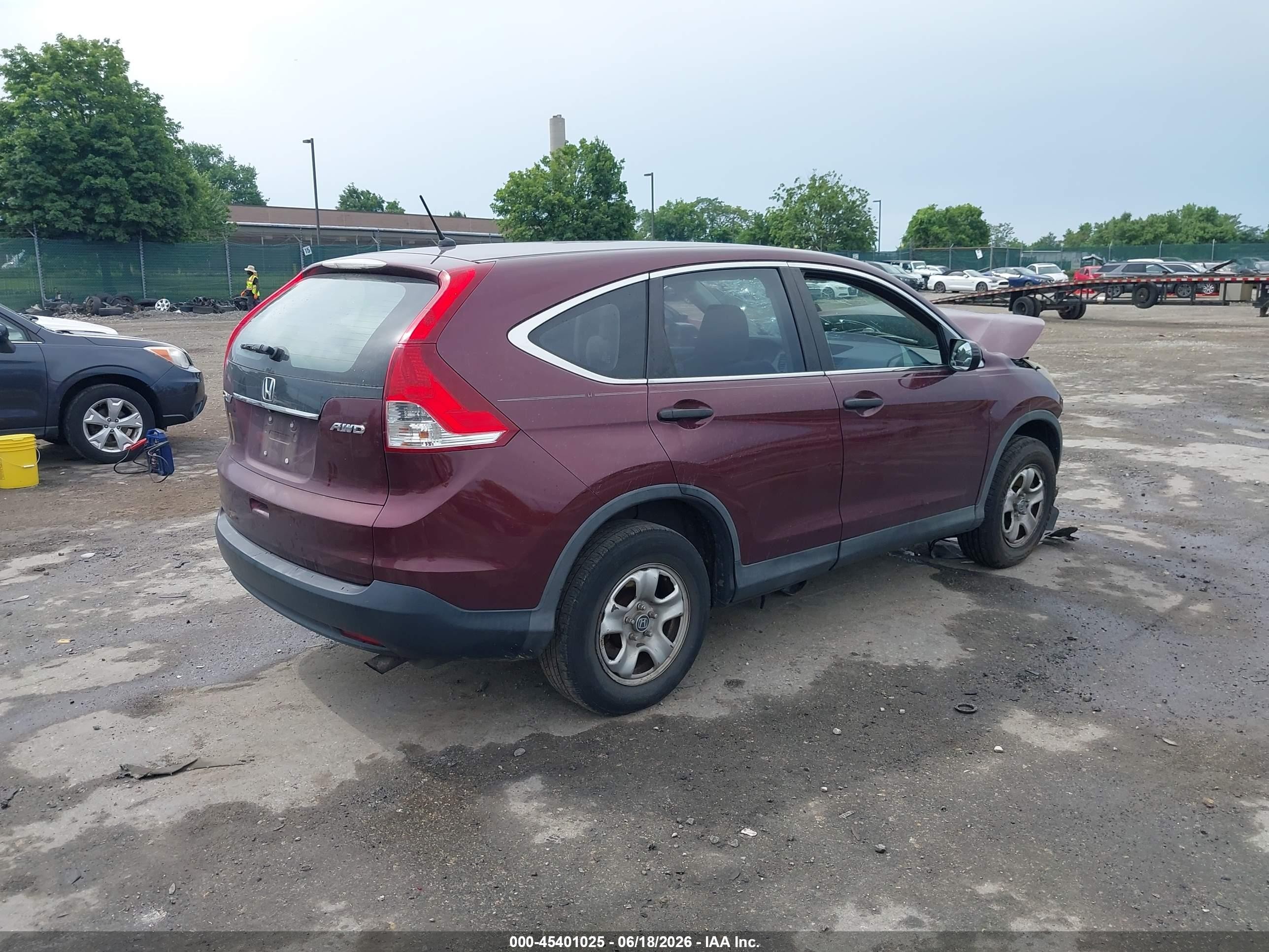 2014 Honda Cr-v Lx Burgundy vin: 5J6RM4H39EL100888